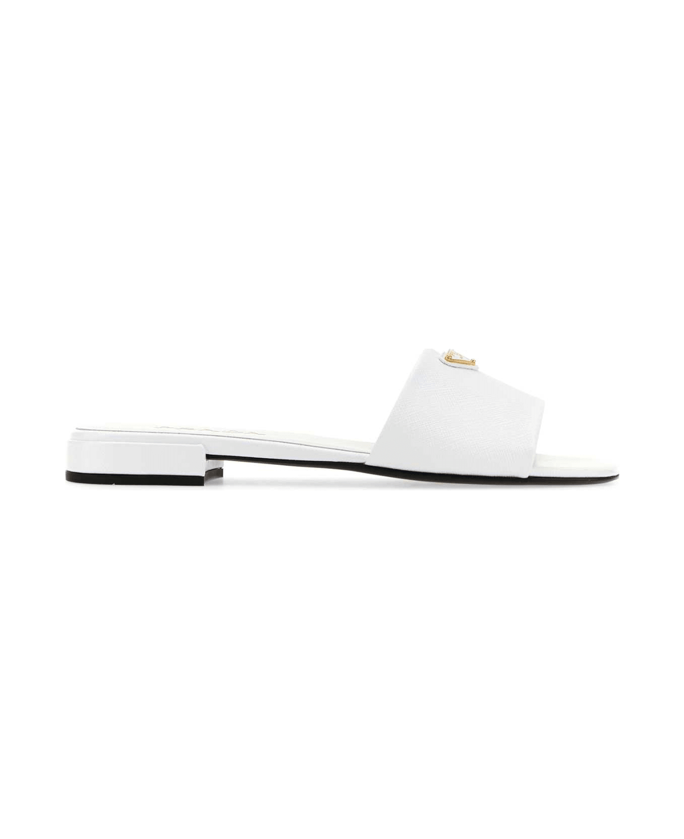 Prada White Leather Slippers - BIANCO