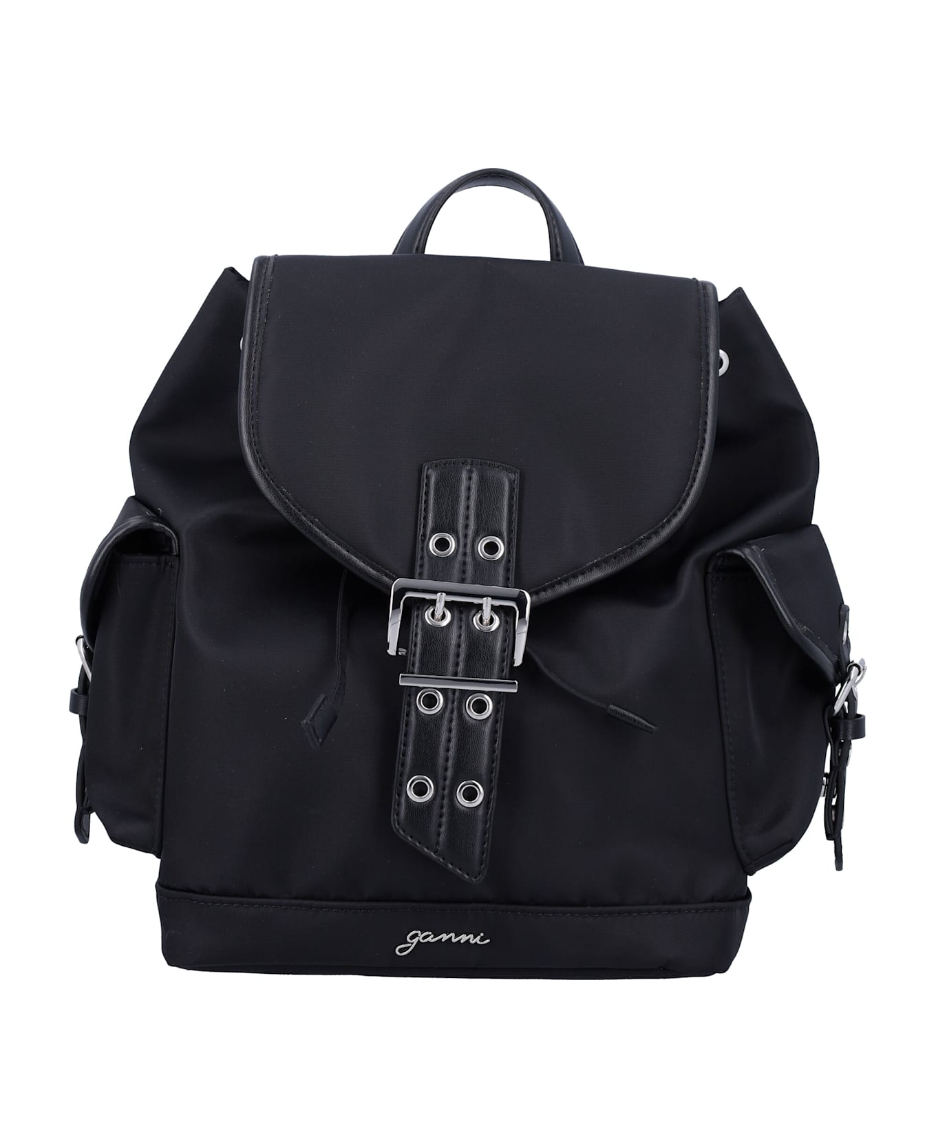 Ganni Small Bucky Nylon Backpack - BLACK