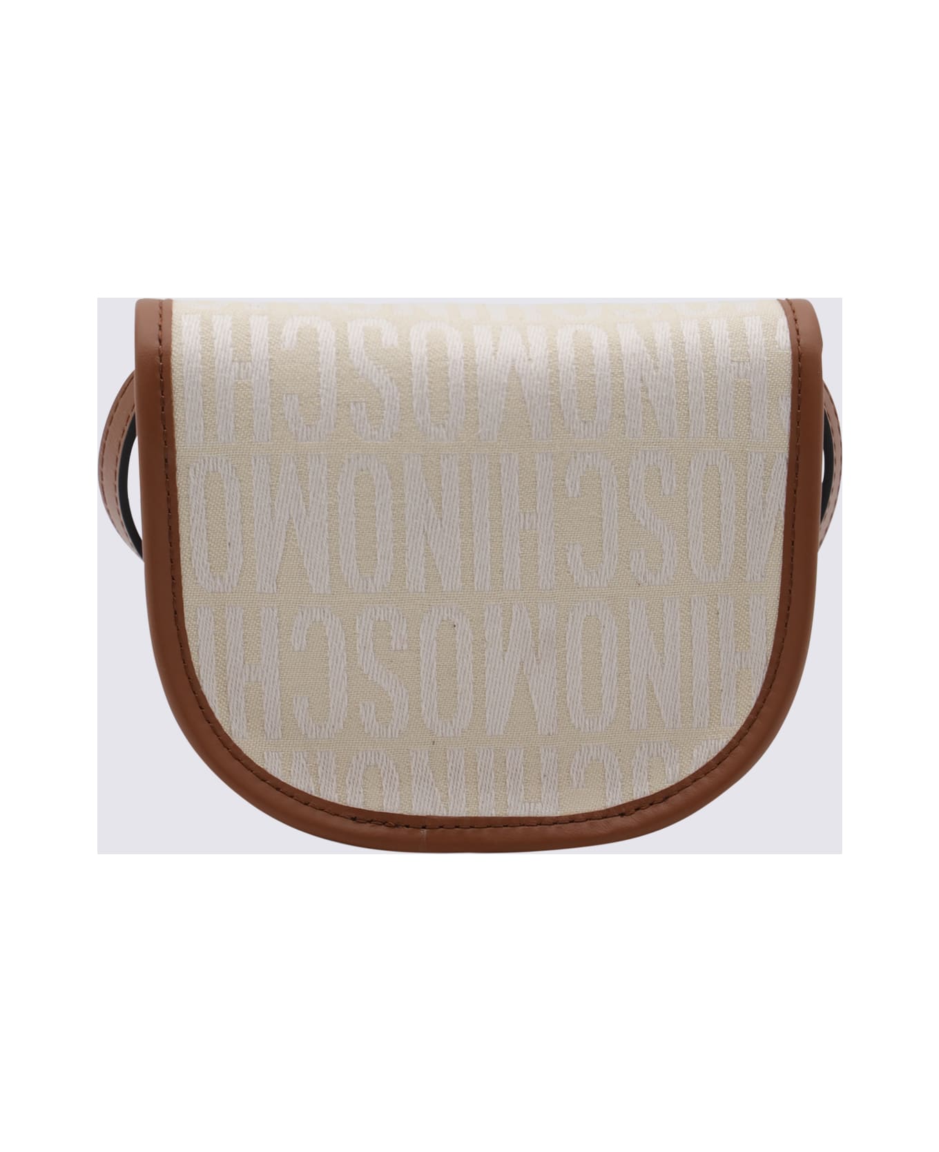 Moschino Ivory Canvas And Leather Allover Crossbody Bag - White