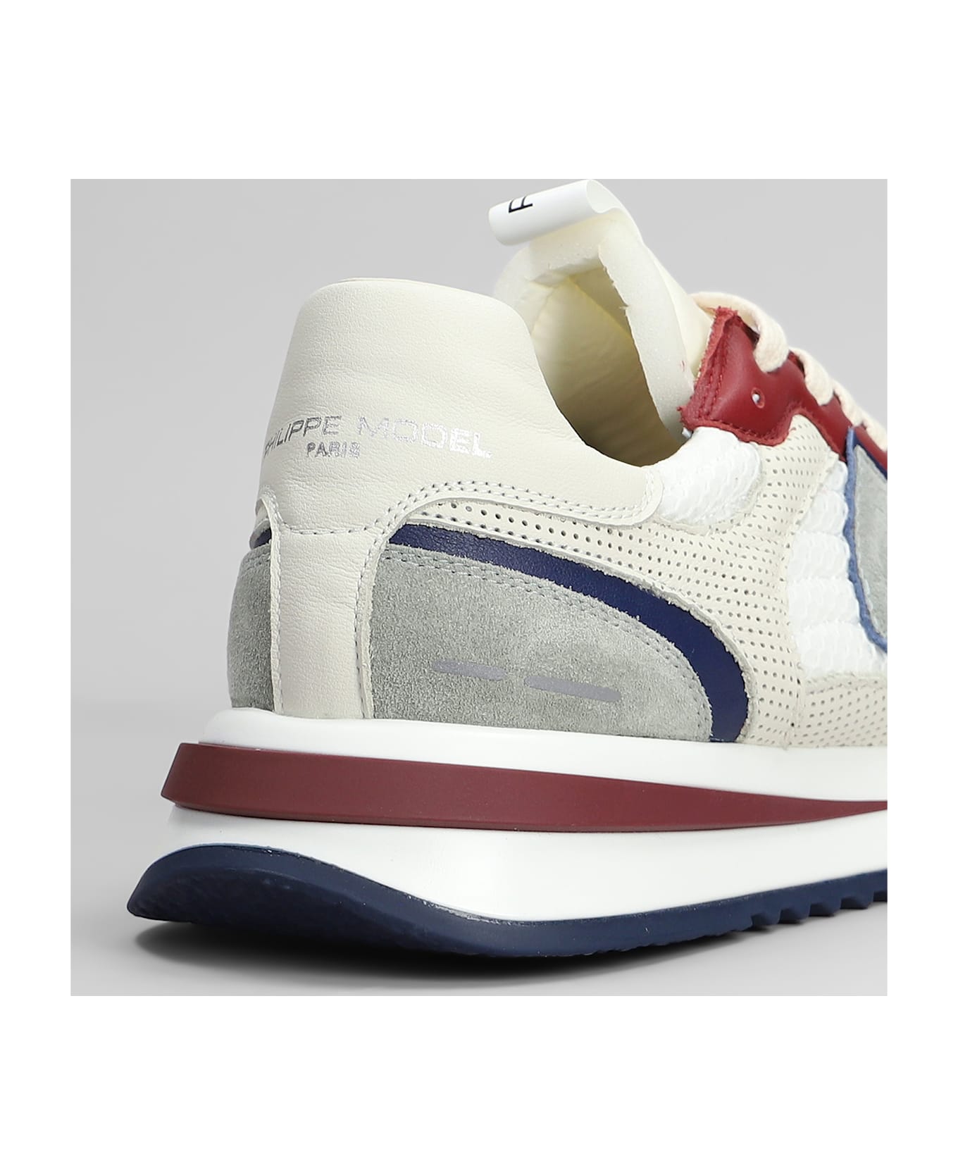 Philippe Model Olympique Low Sneakers In White Suede And Fabric - white