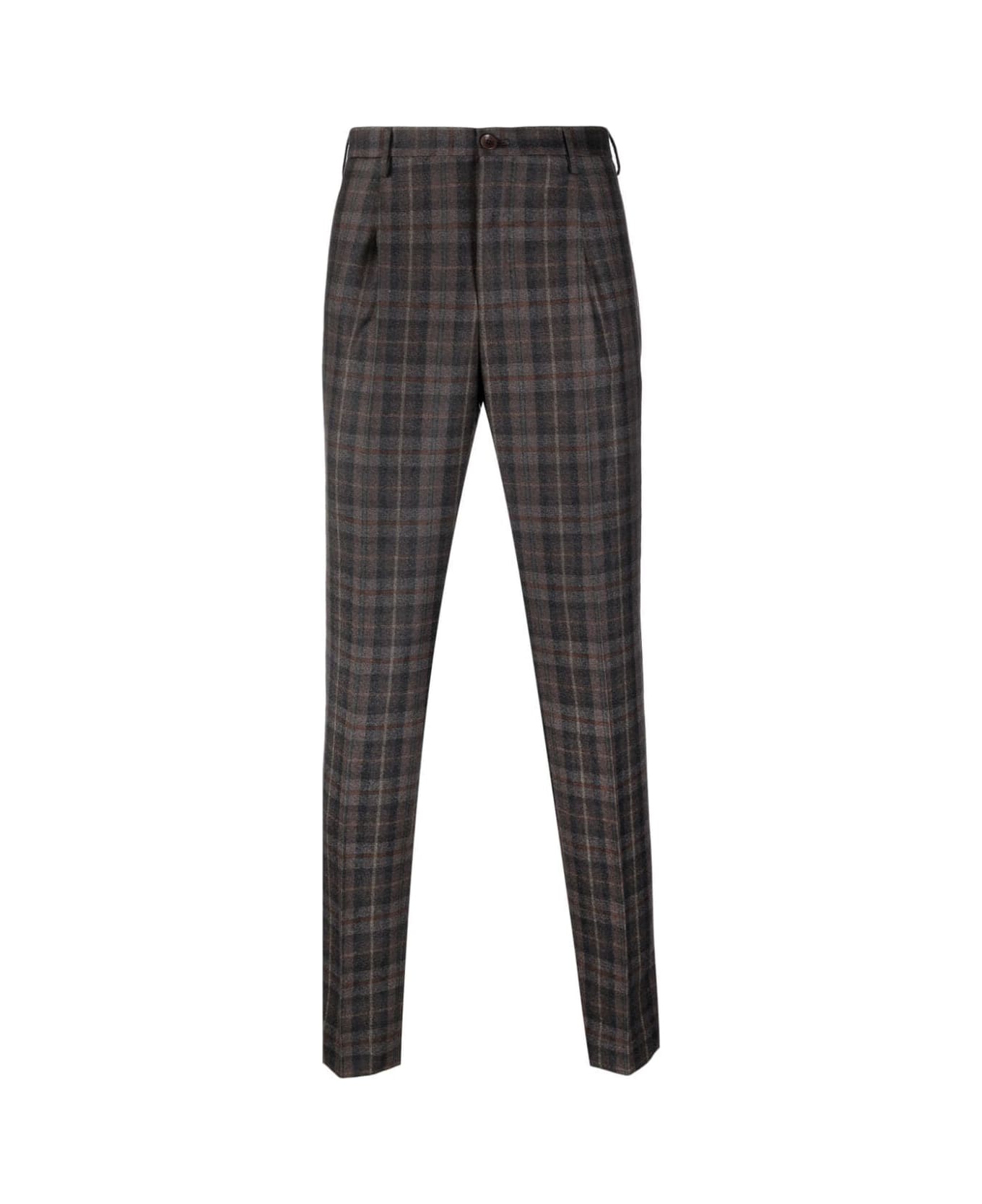 Incotex Checked Trousers - Brown ボトムス