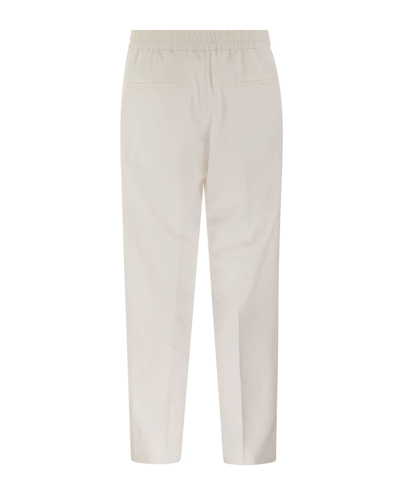 Brunello Cucinelli Cotton Drawstring Pants - White ボトムス