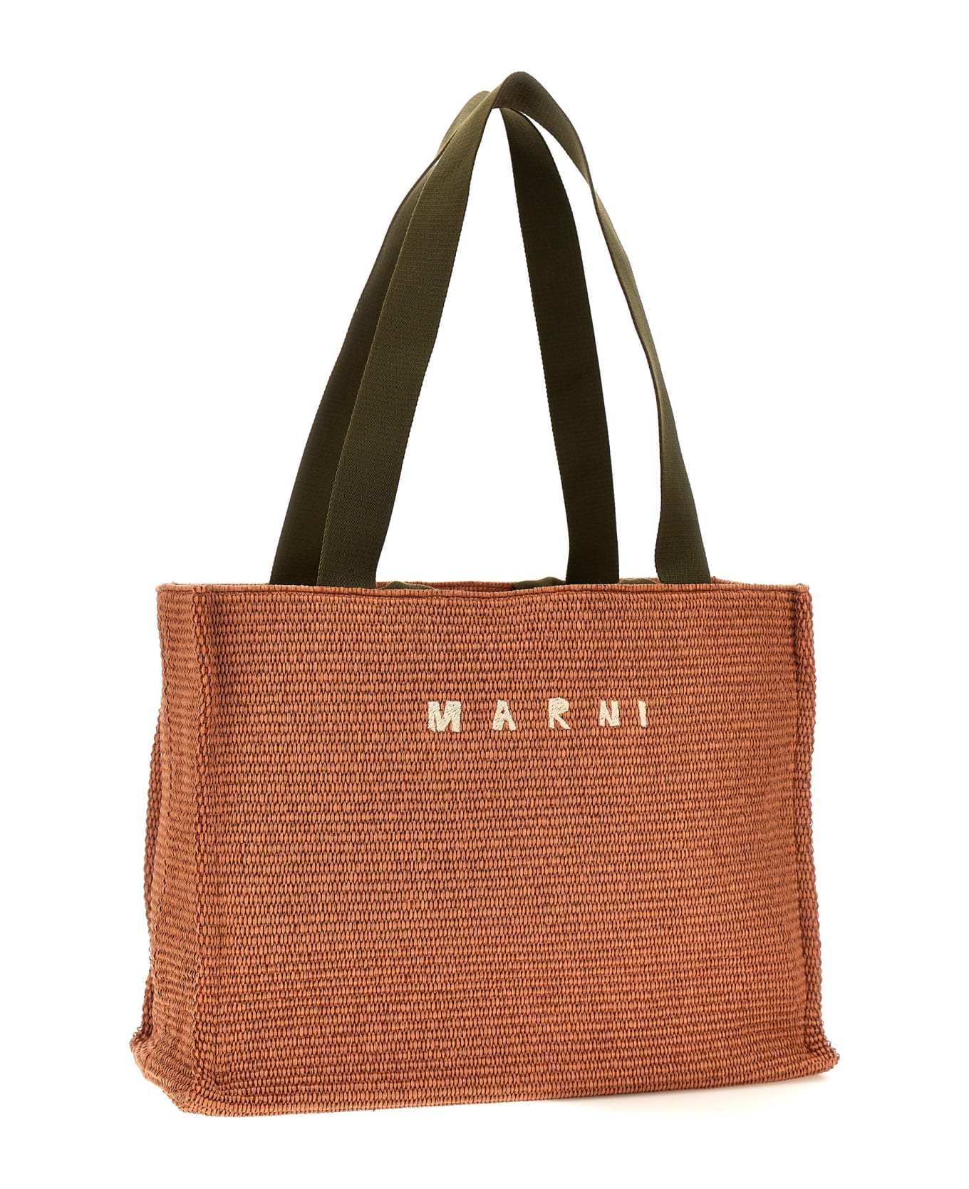 Marni Logo Embroidery Large Shopping Bag - Brown トートバッグ