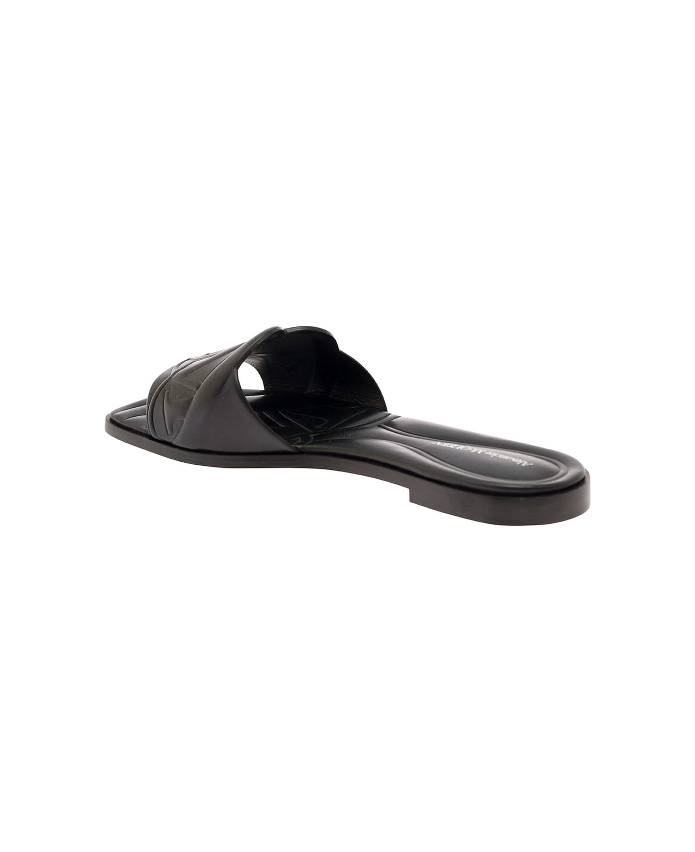 Alexander McQueen Black Quilted Sandals With Logo Motif In Leather Woman - Black