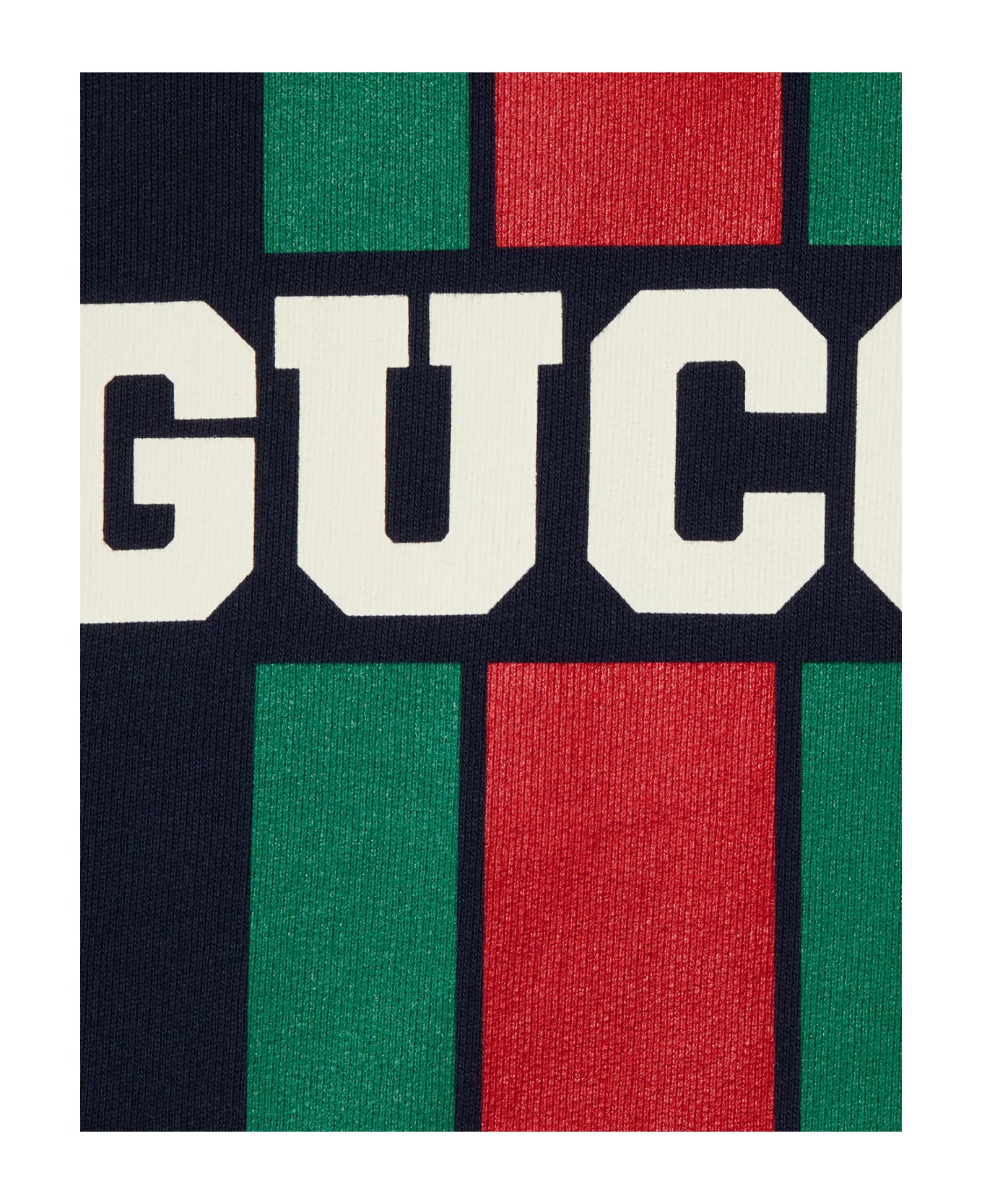 Gucci Dark Blue Oversized Hoodie With Gucci Web Print - Blue
