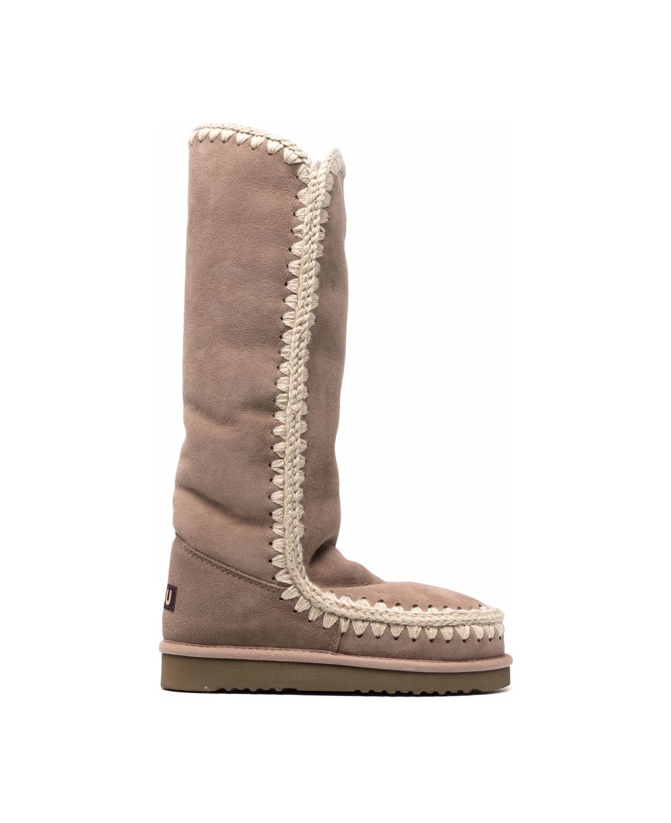 Mou Eskimo 40 Low Heels Boots In Taupe Suede - taupe