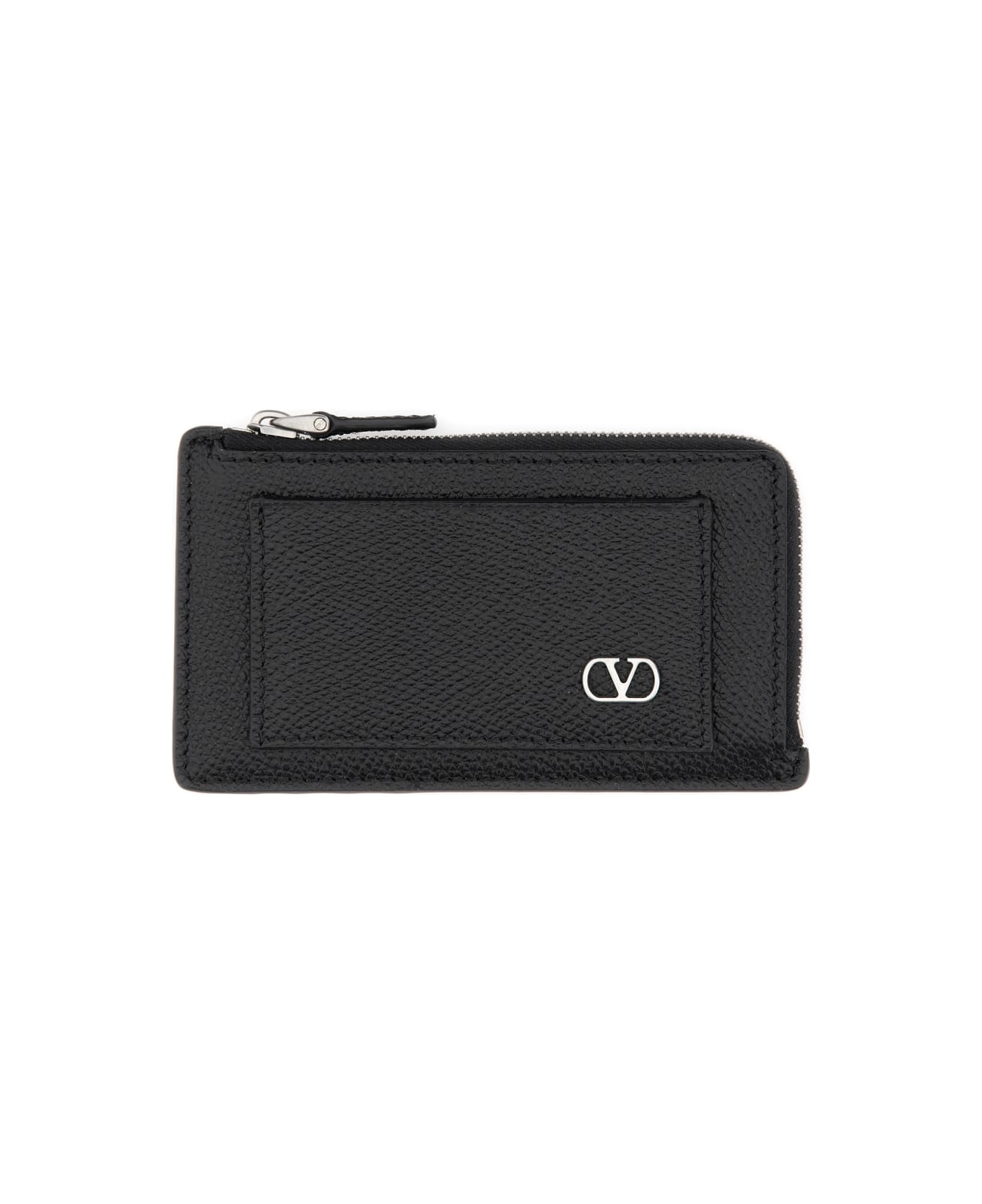 Valentino Garavani "vlogo Signature" Leather Coin Purse - BLACK