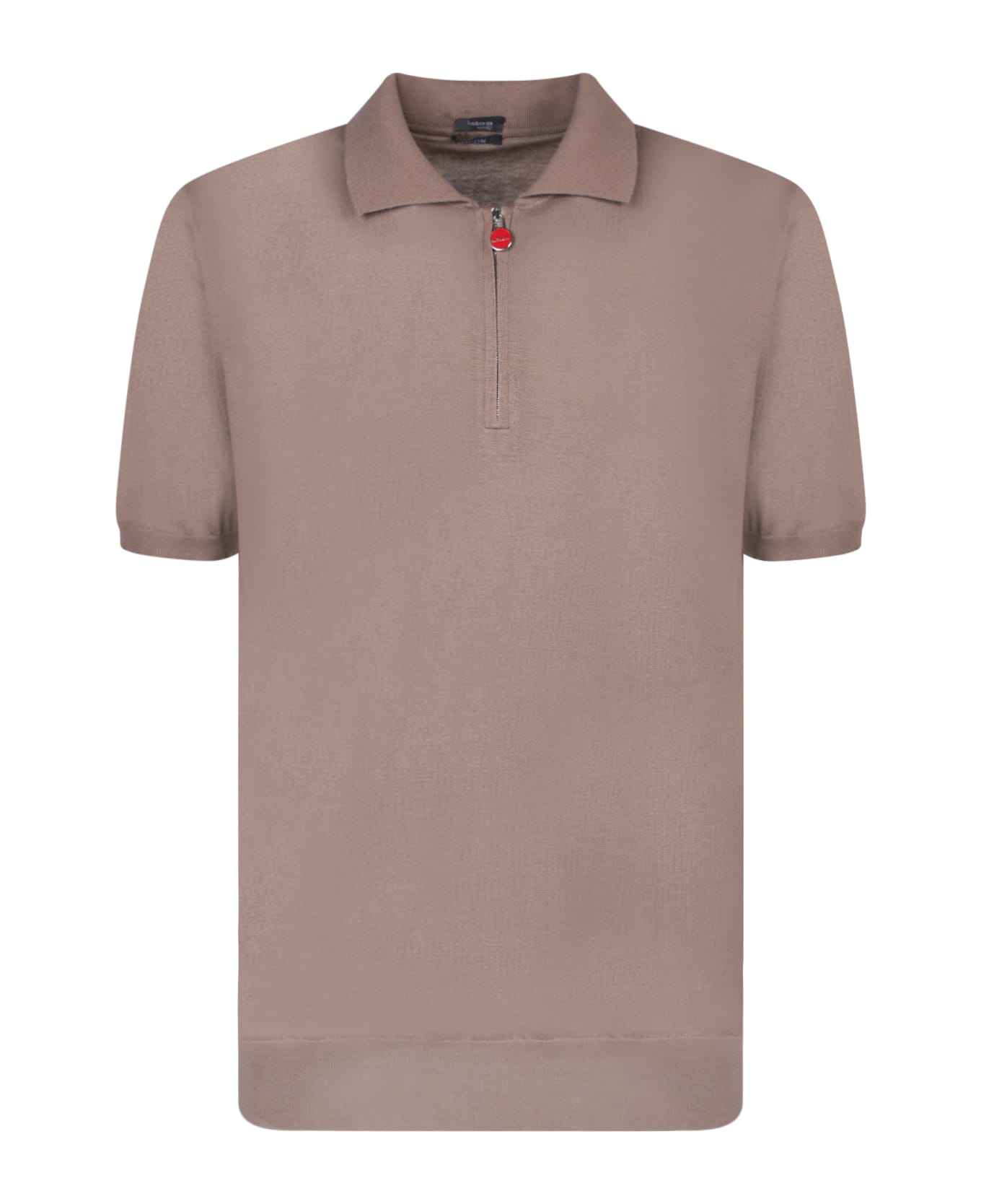 Kiton Iconic Mid Zip Taupe Polo Shirt - Beige
