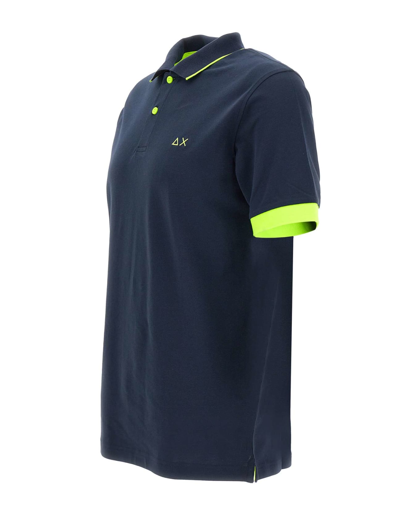 Sun 68 'small Stripe' Cotton Polo Shirt - Blu