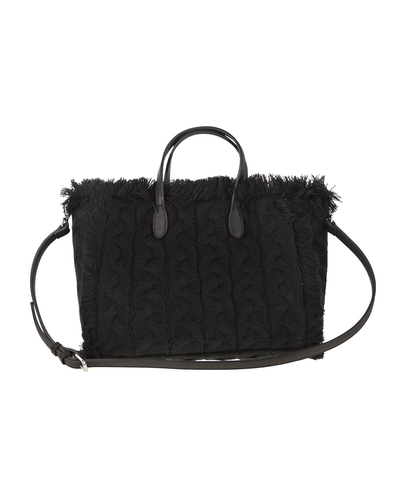 MC2 Saint Barth Colette - Wool-effect Bag With Logo And Rhinestones - Black