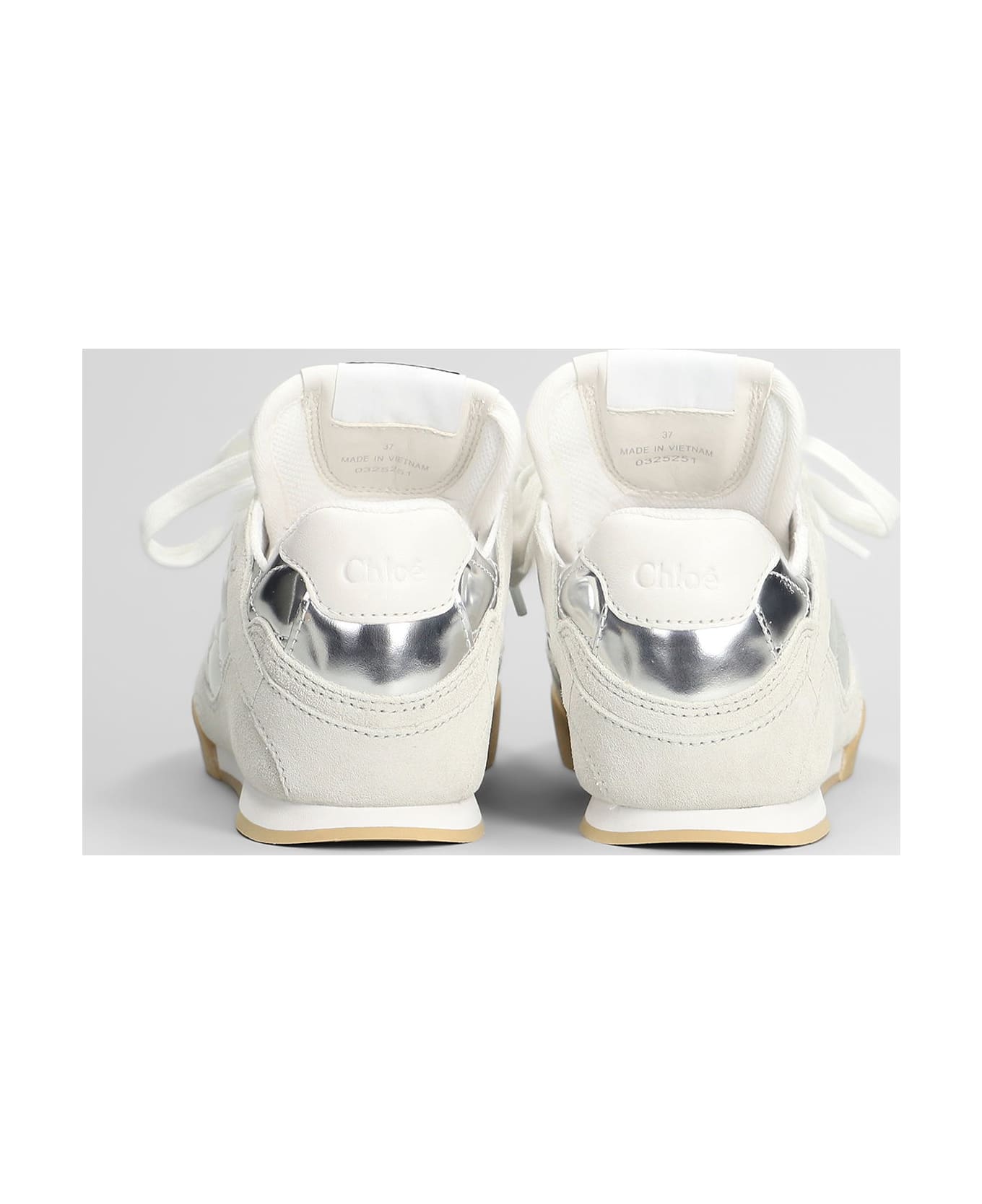 Chloé Kick Sneakers In Silver Suede And Leather - silver