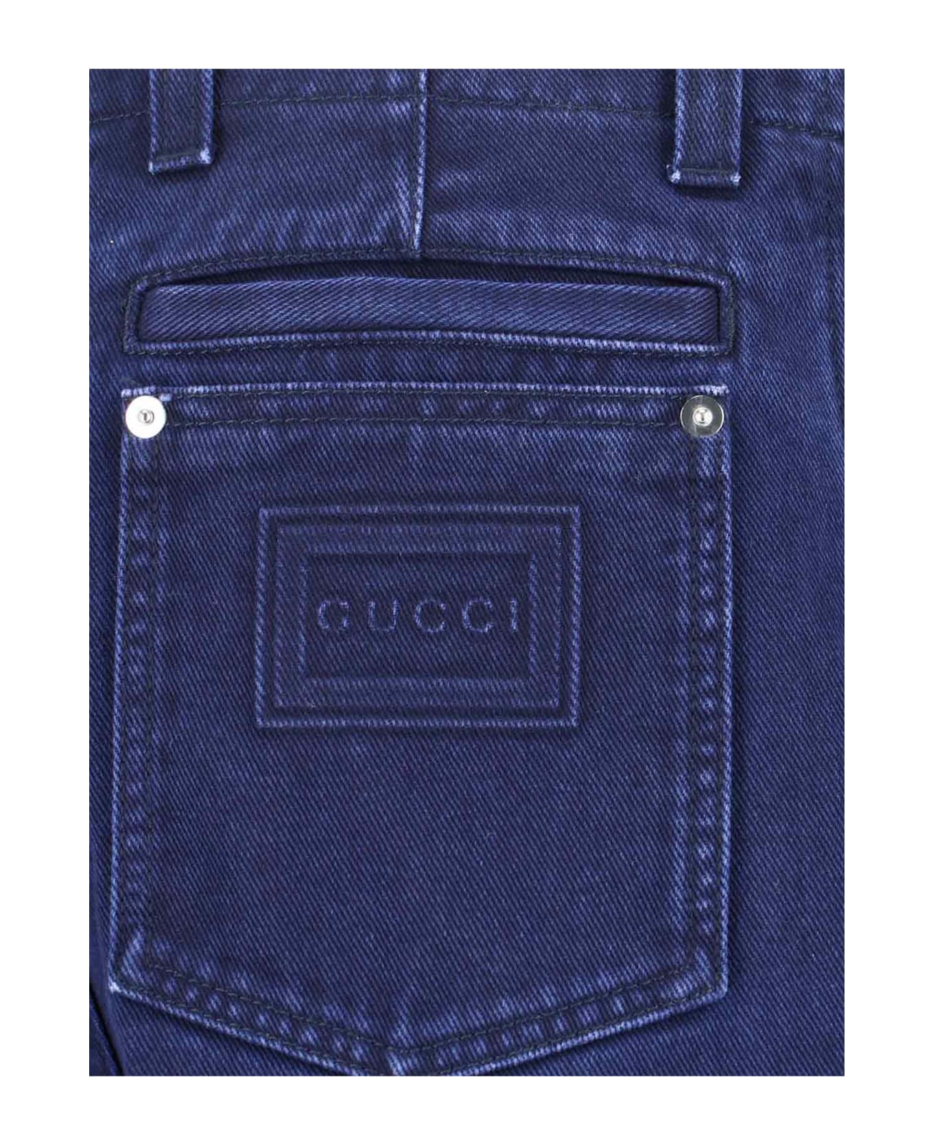 Gucci Logo Straight Jeans - Blue