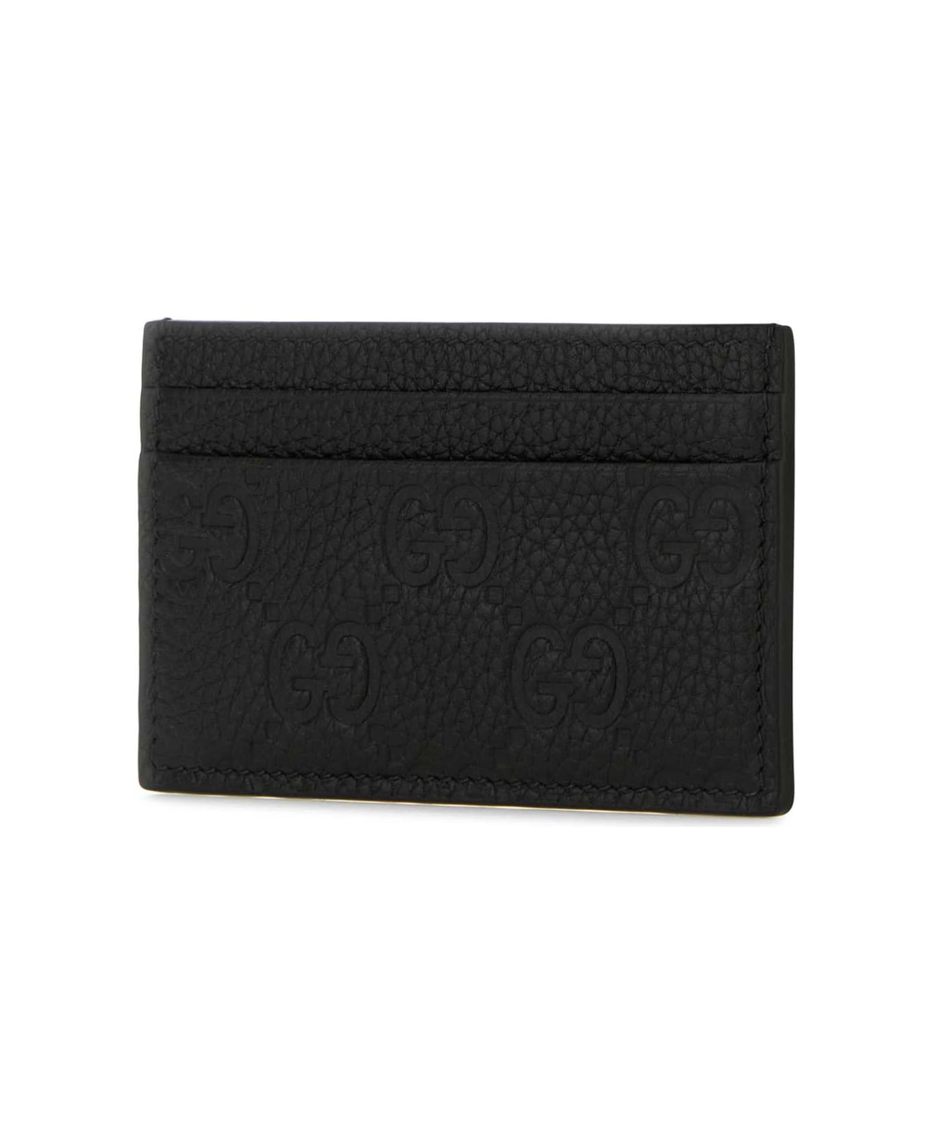 Gucci Black Leather Gucci Imprint Card Holder - BLACKBLACKBLACK