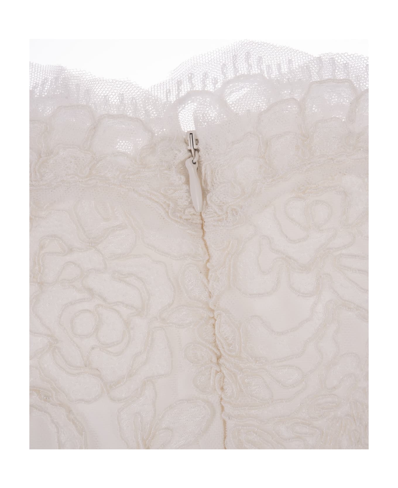 Ermanno Scervino White Floral Lace Mini Skirt - White