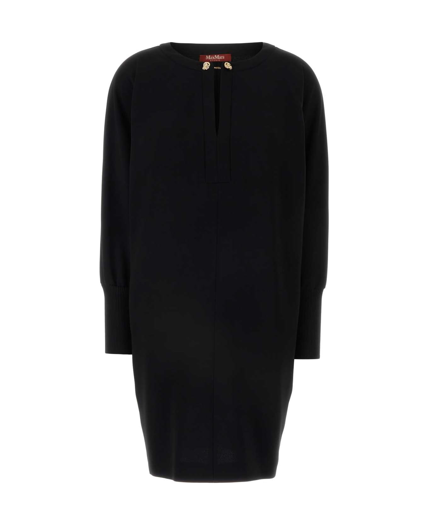 Max Mara Studio Black Cady Asti Dress - NERO