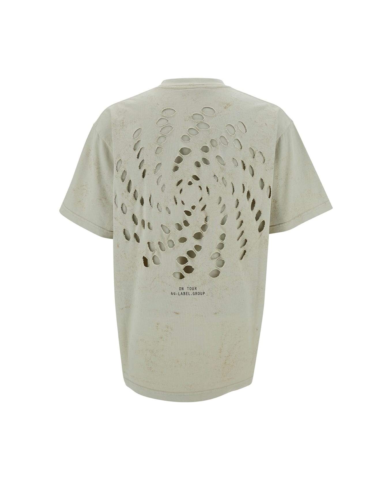 44 Label Group Beige T-shirt With Logo Embroidery And Cut-out In Cotton Man - White