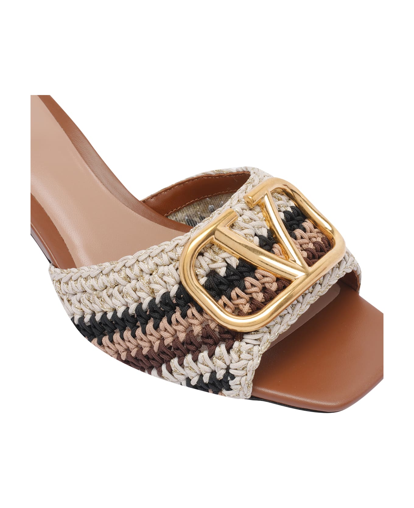 Valentino Garavani Vlogo Signature Sandal With Crochet Embroidery - MultiColour