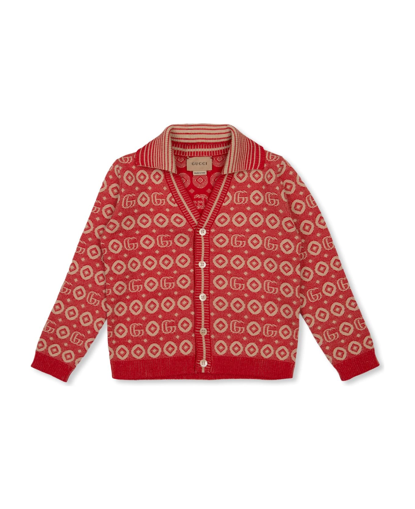 Gucci Kids Cardigan With Logo - Rosso