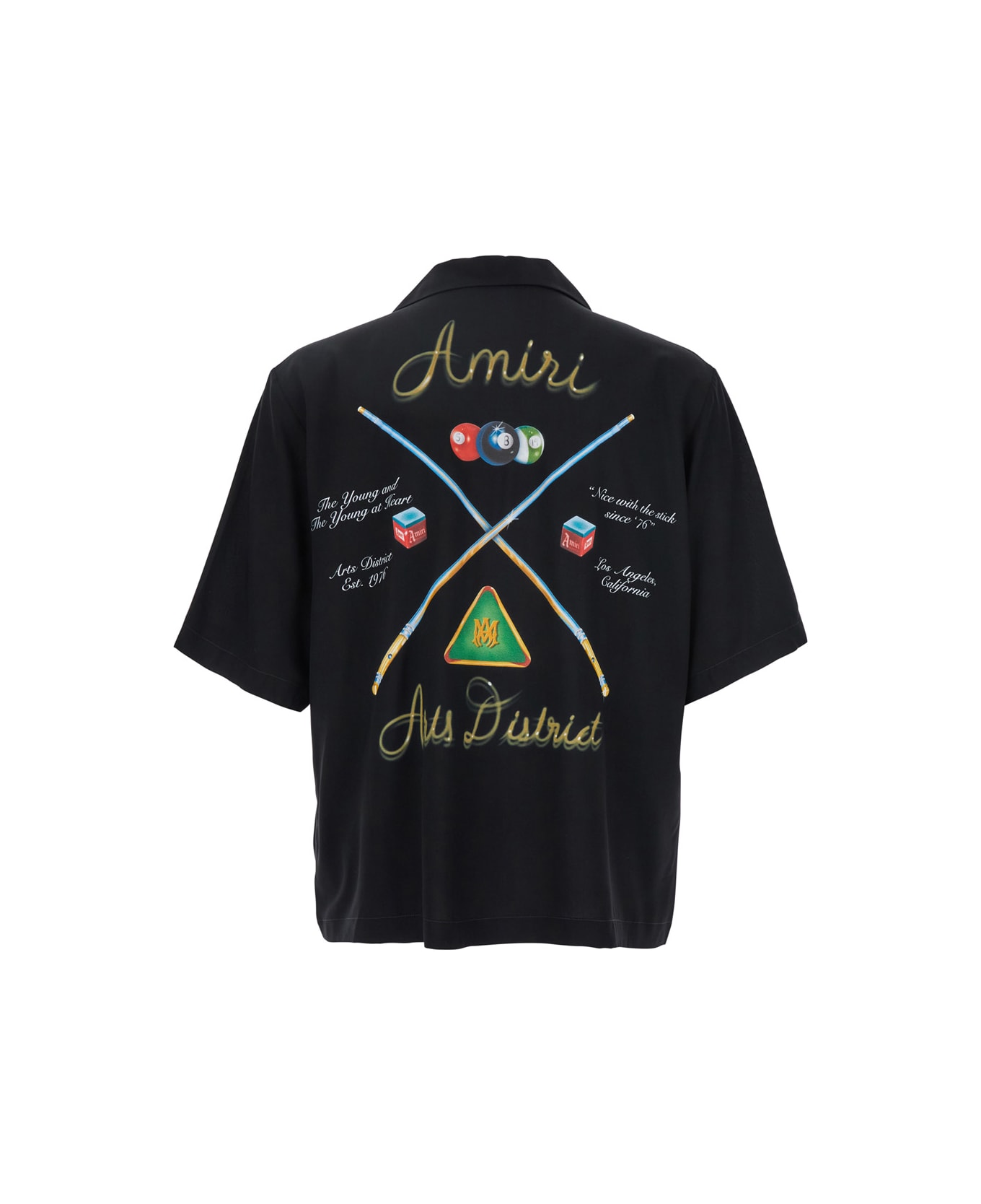 AMIRI 
pool Cue
 Black Shirt With Maxi Print On The Back In Viscose Man - Black