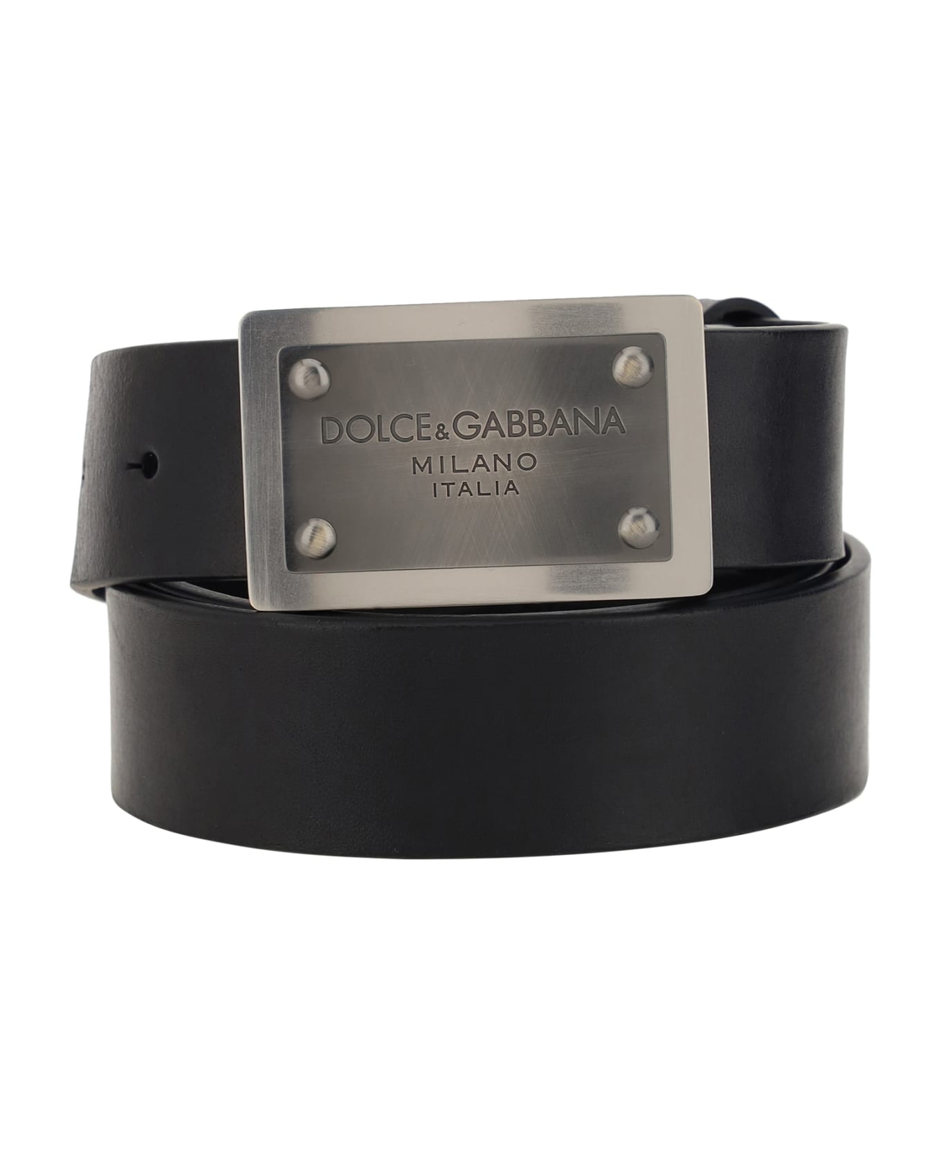 Dolce & Gabbana Classic Square Metal Buckled Belt - Nero/palladio