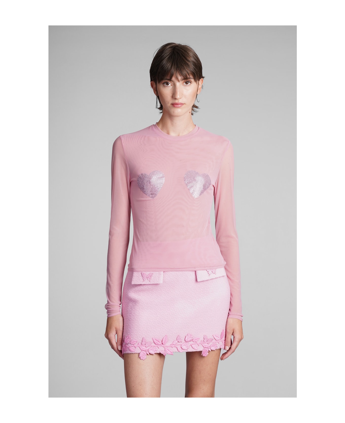 Blumarine Knitwear In Rose-pink Nylon - rose-pink