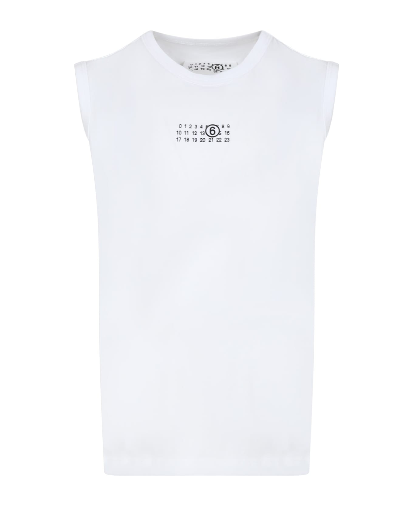 MM6 Maison Margiela White Tank Top For Girl With Logo - White Tシャツ＆ポロシャツ