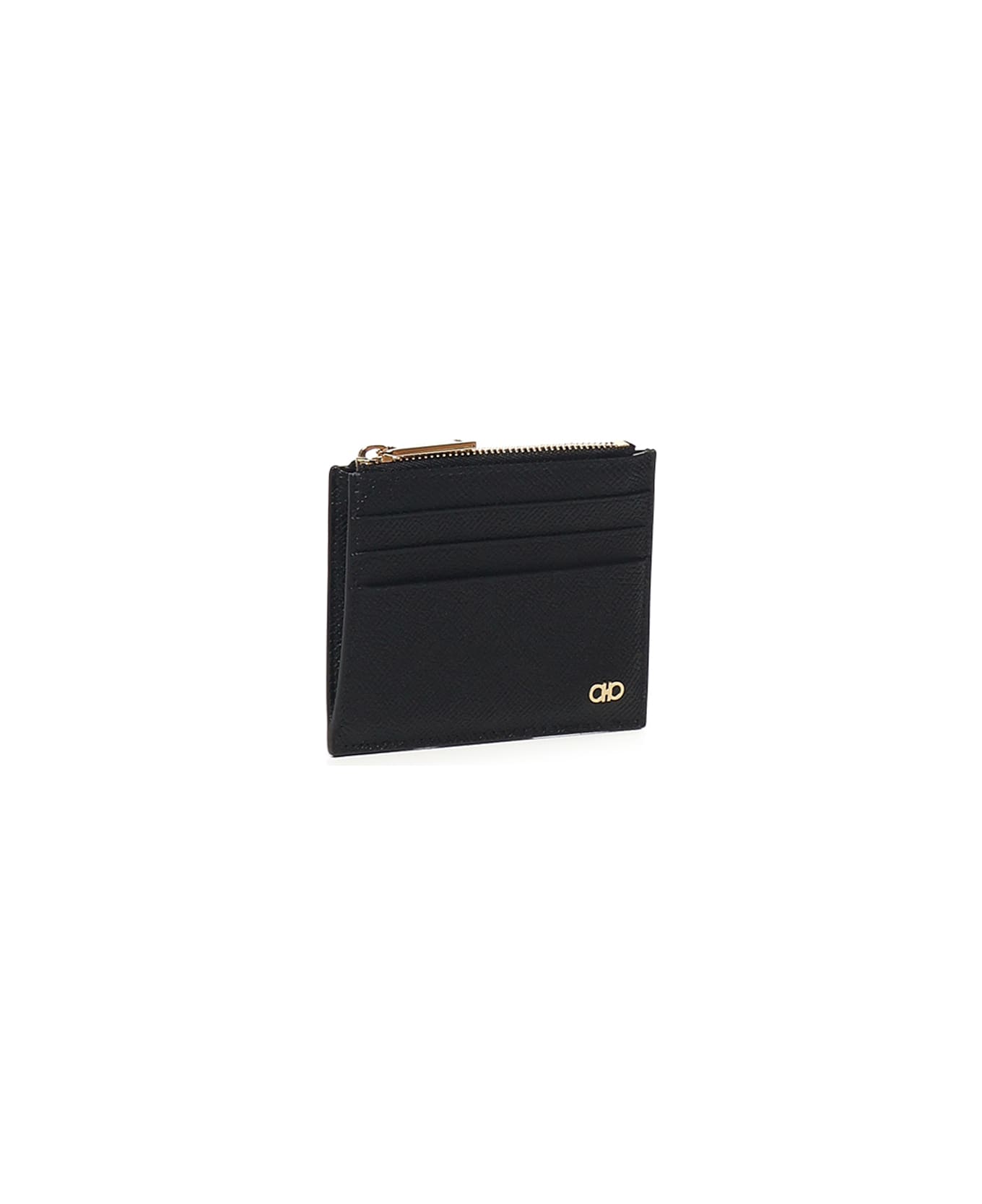 Ferragamo Zippered Card Holder - Black