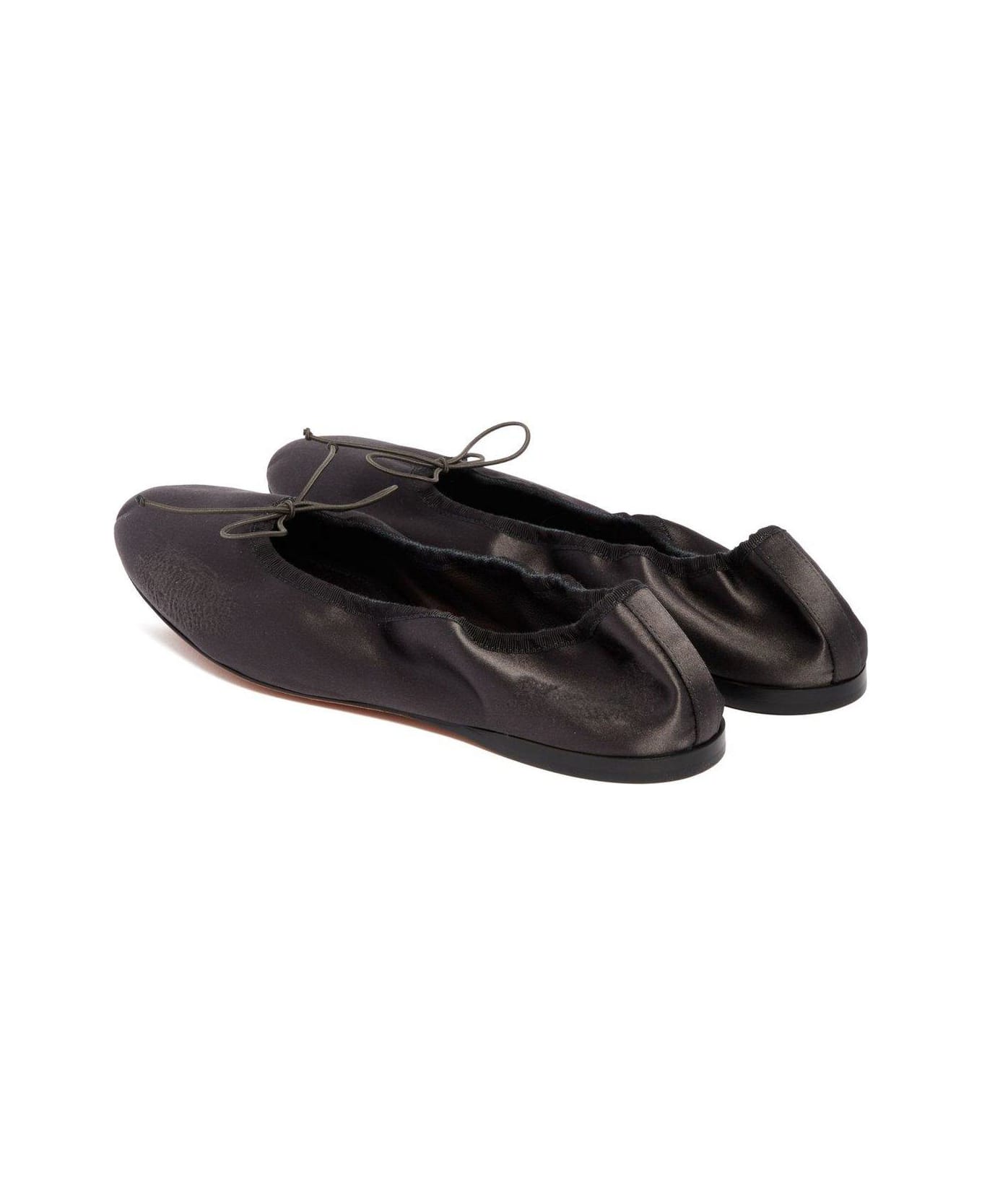 The Row Bow Detailed Slip-on Flat Shoes - CHARCOAL