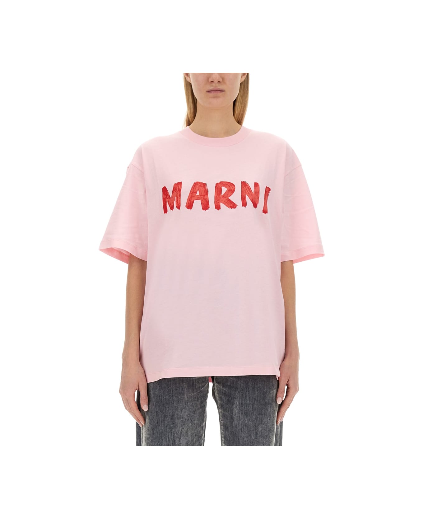 Marni T-shirt With Logo - PINK Tシャツ