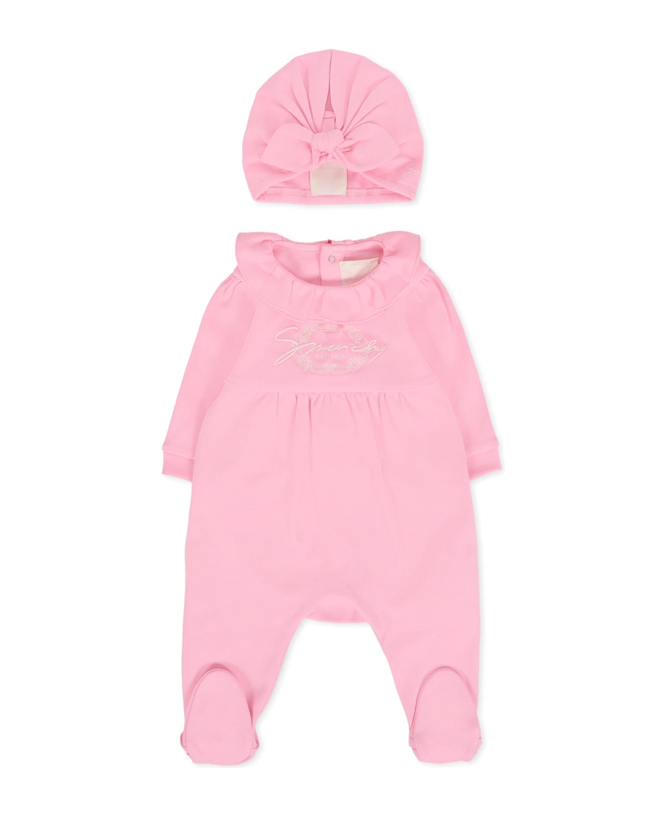 Givenchy Pink Babygrow Set For Baby Girl With Logo - Pink