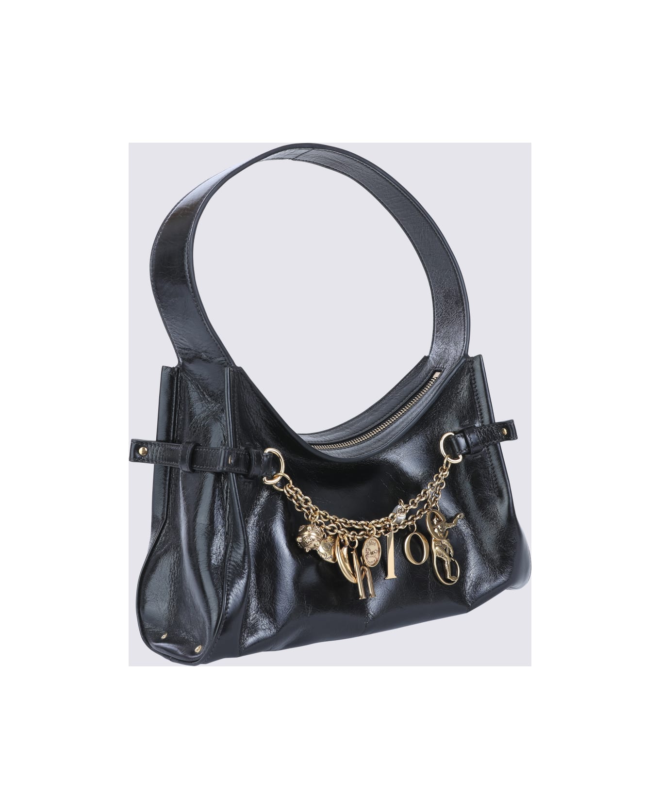 Chloé Black Leather Hobo Chloe
 Charms Shoulder Bag - Black