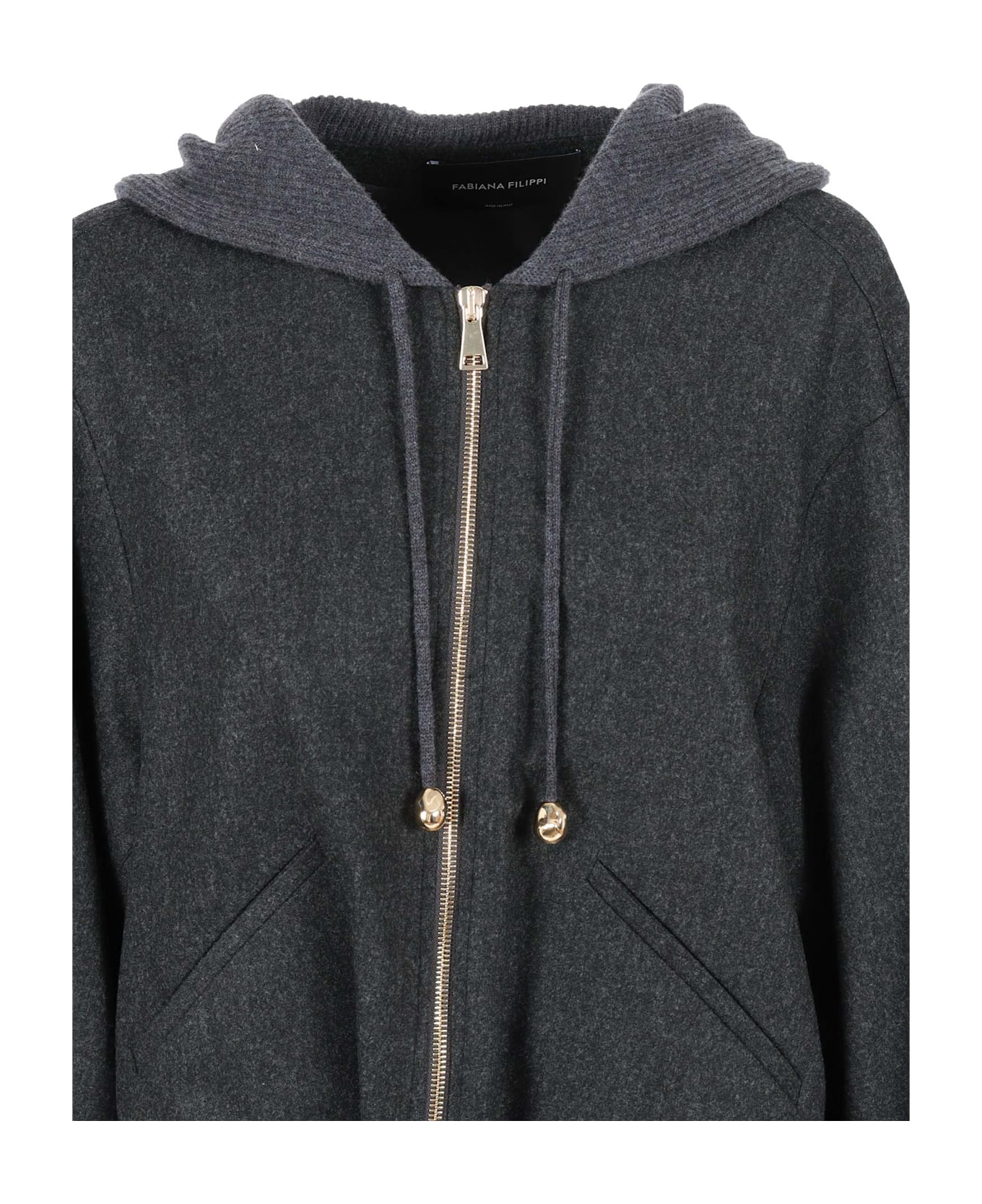 Fabiana Filippi Flannel Wide Bomber With Pepita Detail - GREY