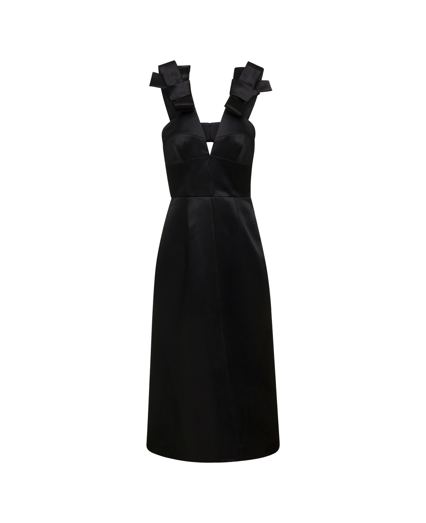 Jil Sander Satin Sleeveless Midi Dress - Black