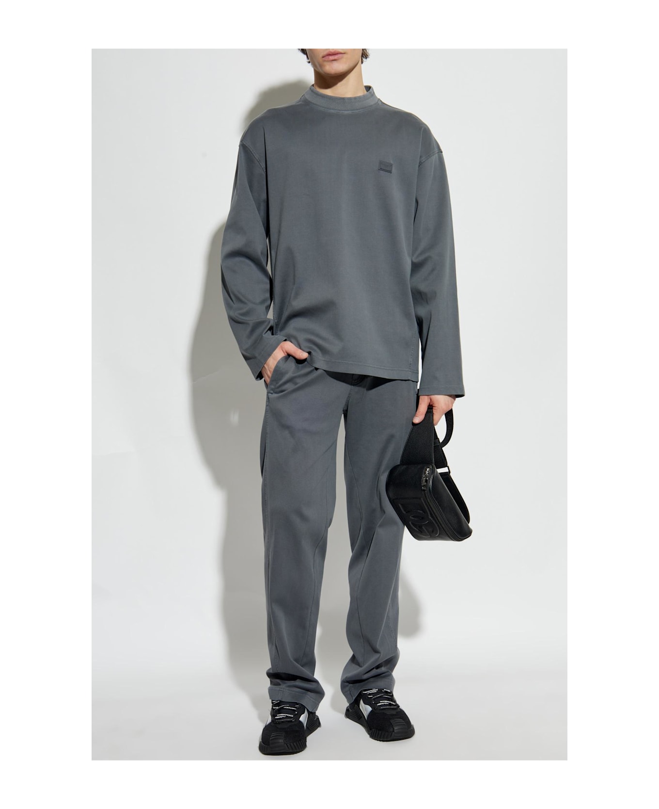 Dolce & Gabbana Sweatshirt With Logo Appliqué - Grigio fumo