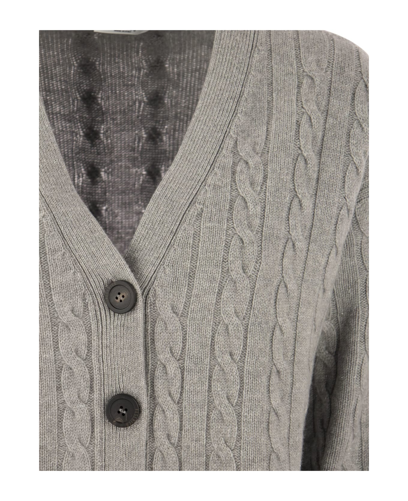 Peserico Wool, Silk, Cashmere And Lurex Cardigan - Grey