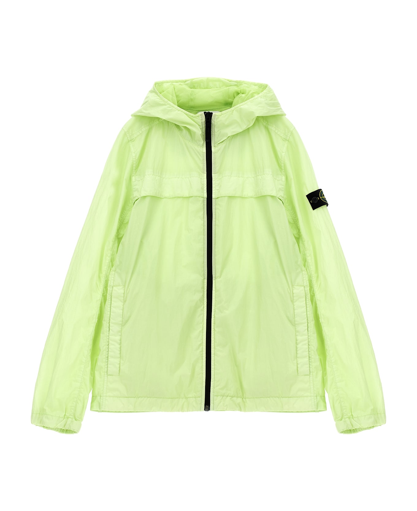 Stone Island Junior Logo Badge Hooded Jacket - Green