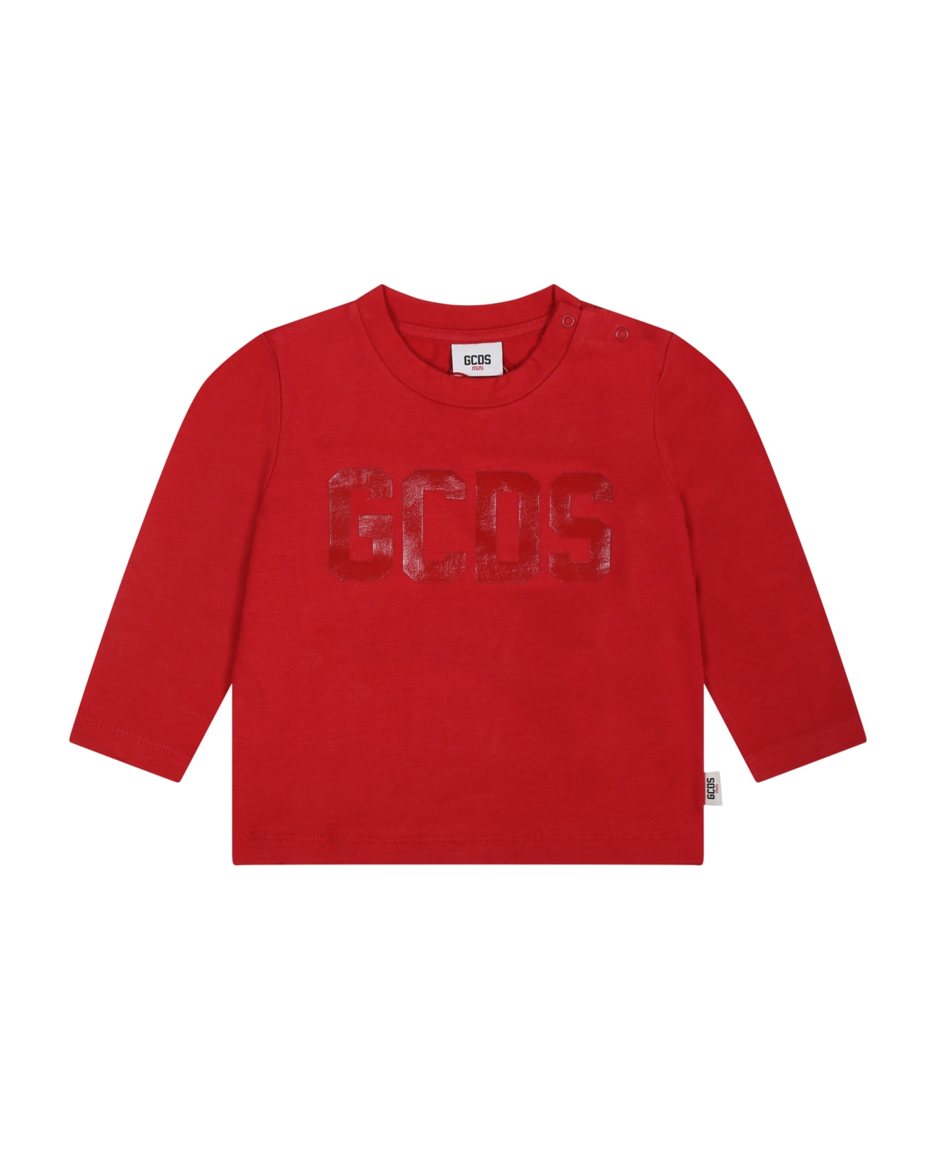 GCDS Mini Red T-shirt For Baby Boy With Logo - Red