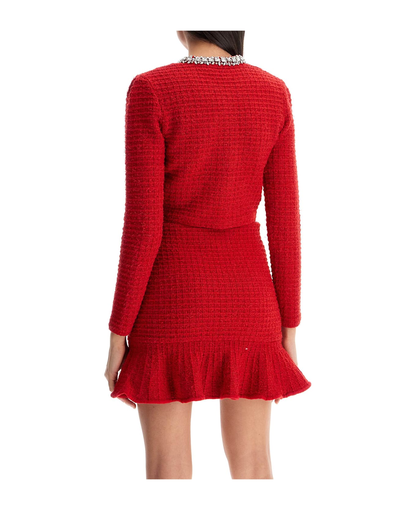 self-portrait Knit Jacket - RED (Red)