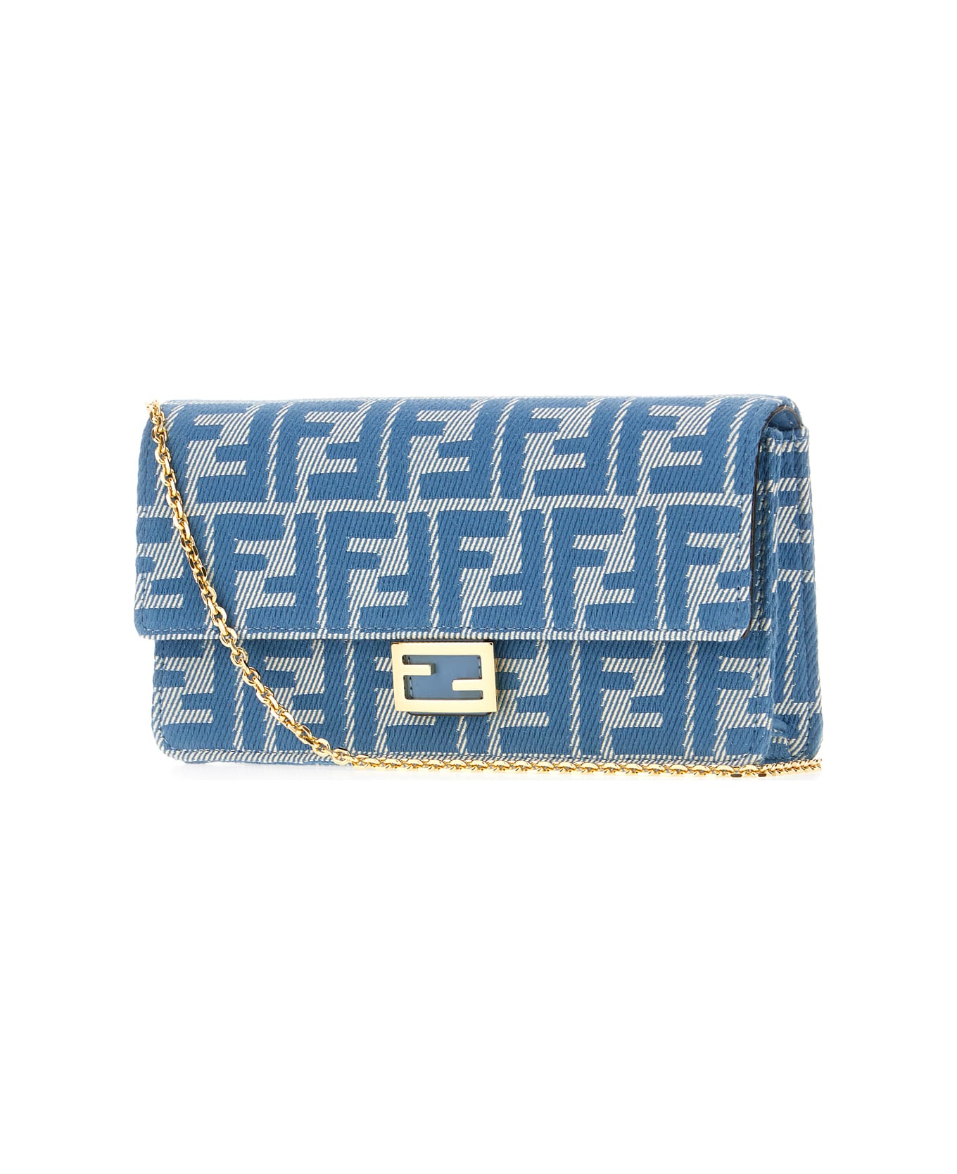 Fendi Embroidered Jacquard Baguette Wallet - DENIM