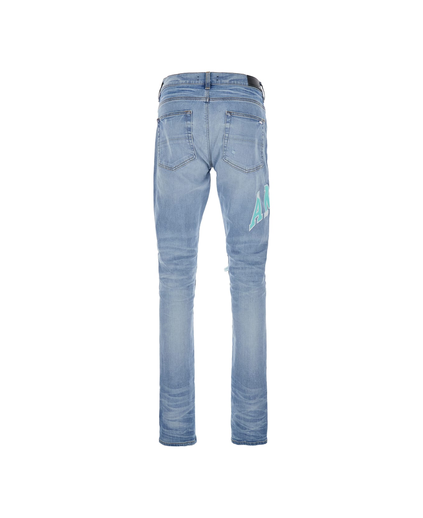 AMIRI Varsity Logo Repair Jean - Light blue