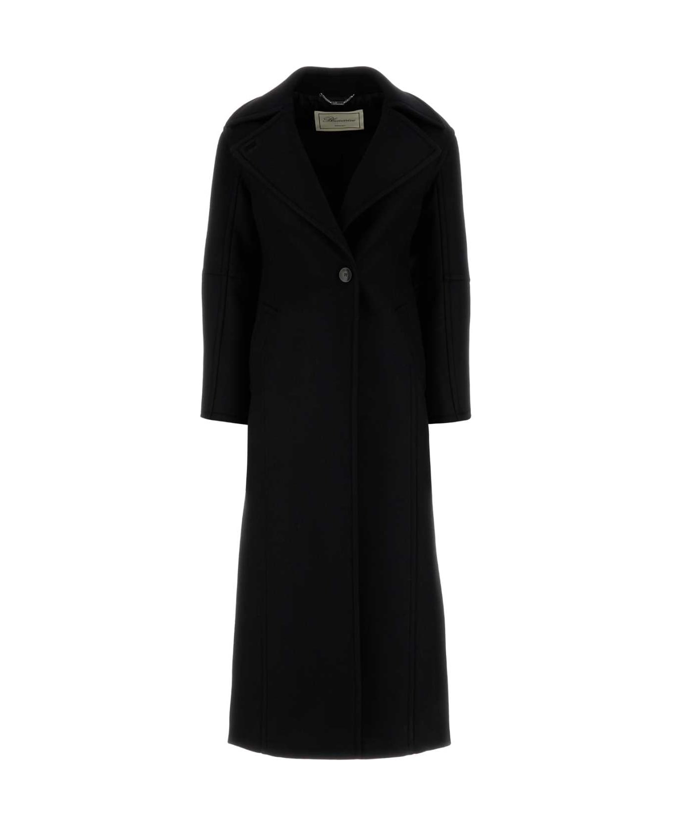 Blumarine Black Wool Blend Coat - Black
