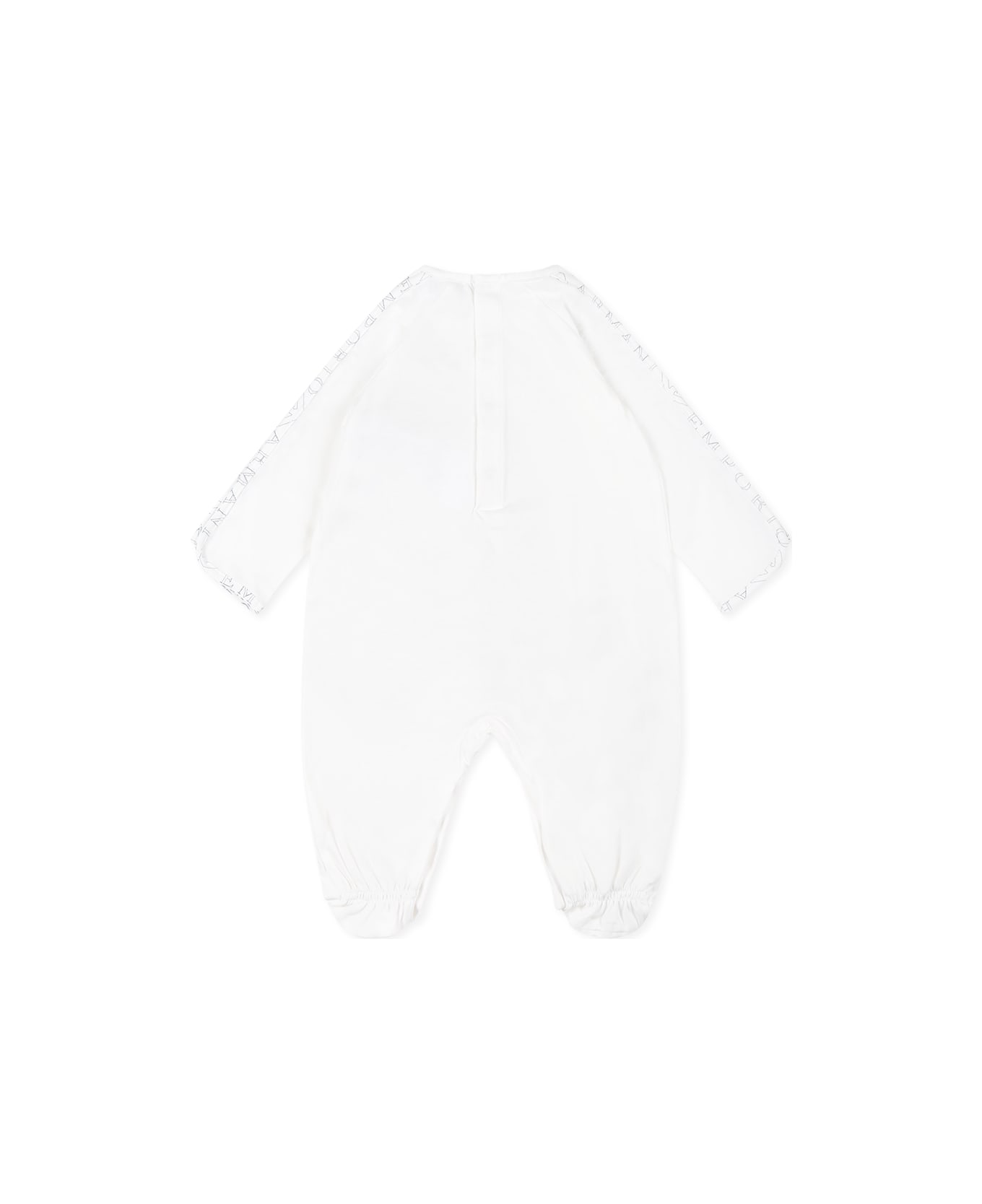 Emporio Armani White Babygrow For Baby Boy With Eagle - White