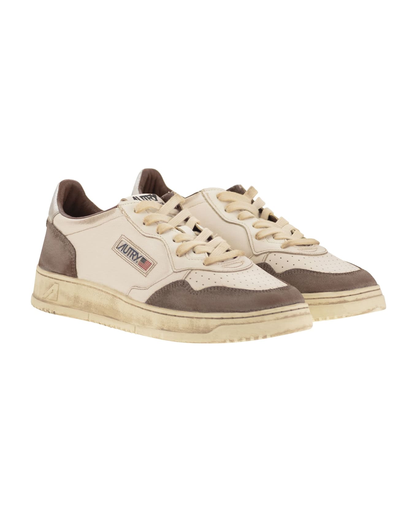 Autry Super Vintage - Leather Sneakers - White/brown