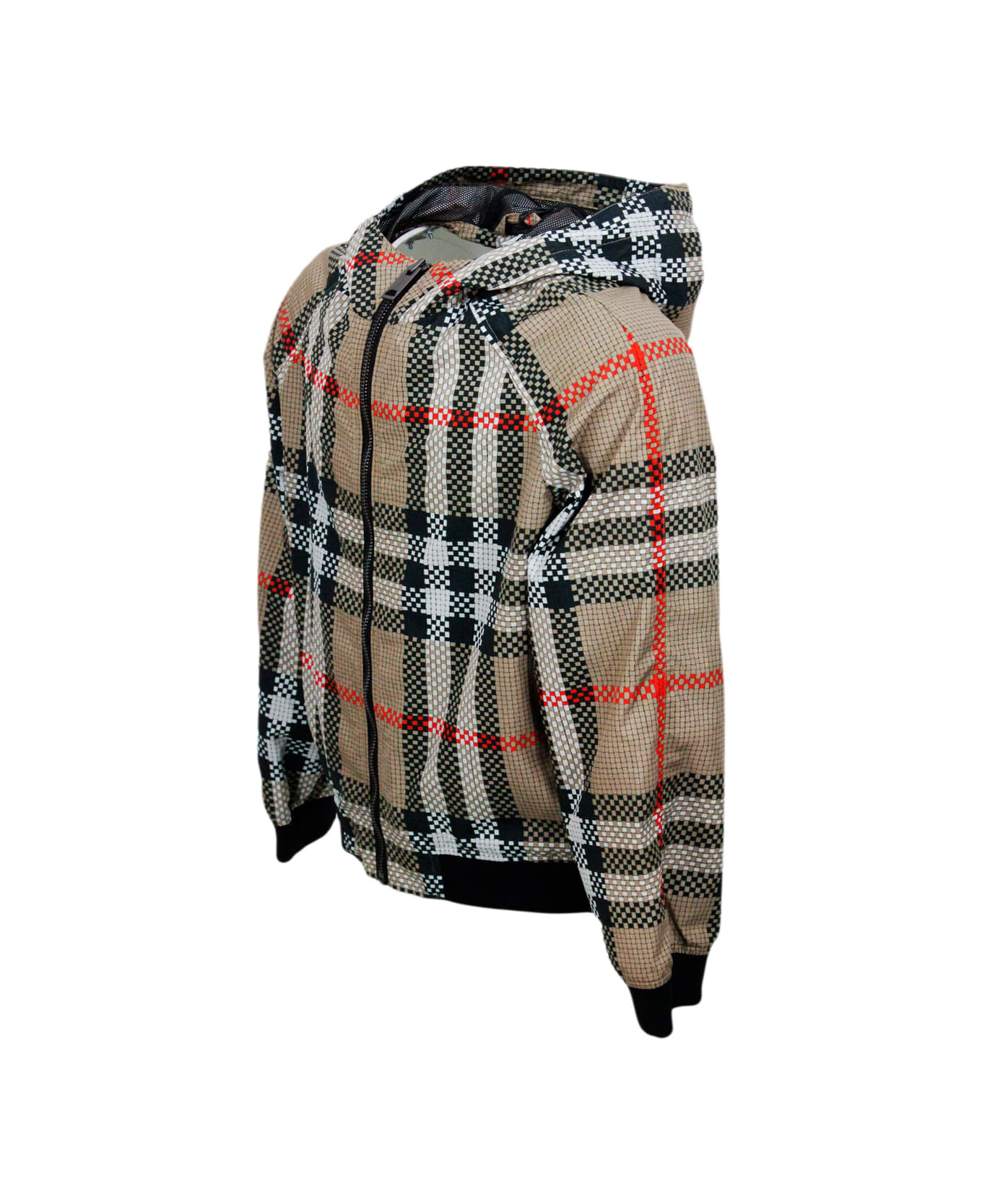 Burberry Lightweight Windproof bags In Technical Fabric With Hood And Zip Closure In Burberry New Check - Check Beige