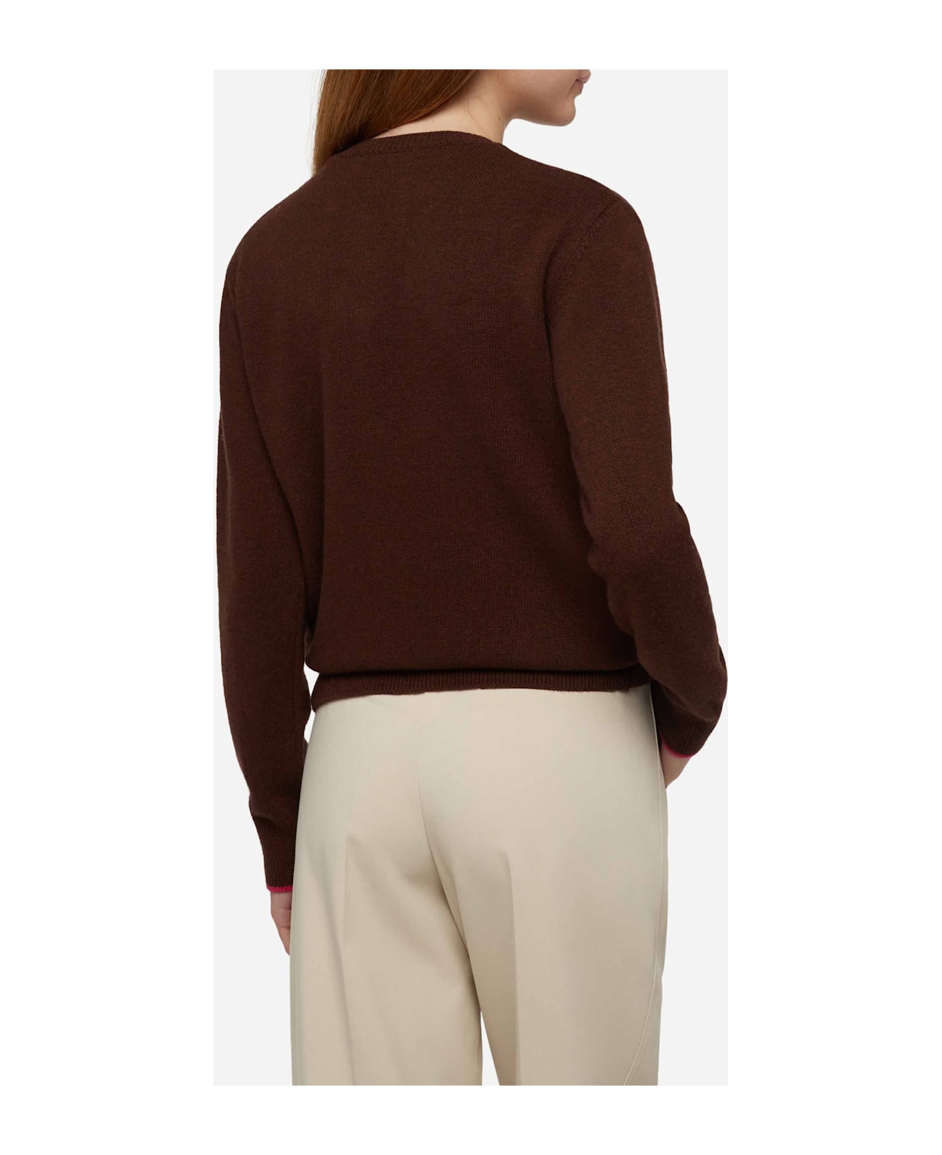 MC2 Saint Barth Brown Sweater New Queen With Hot Chocolate Weather Embroidery - BROWN
