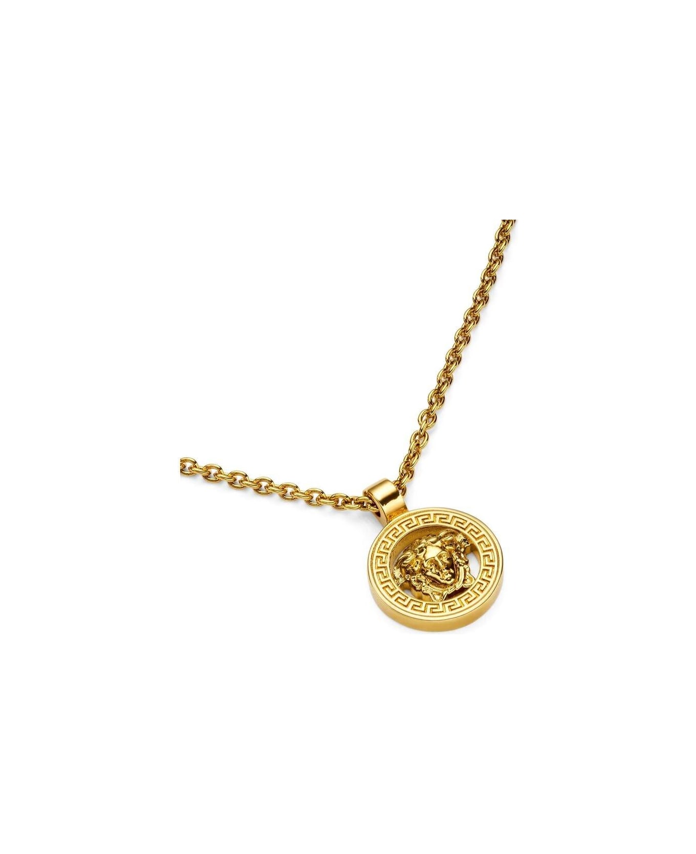 Versace Logo Plaque Chain Necklace - GOLD