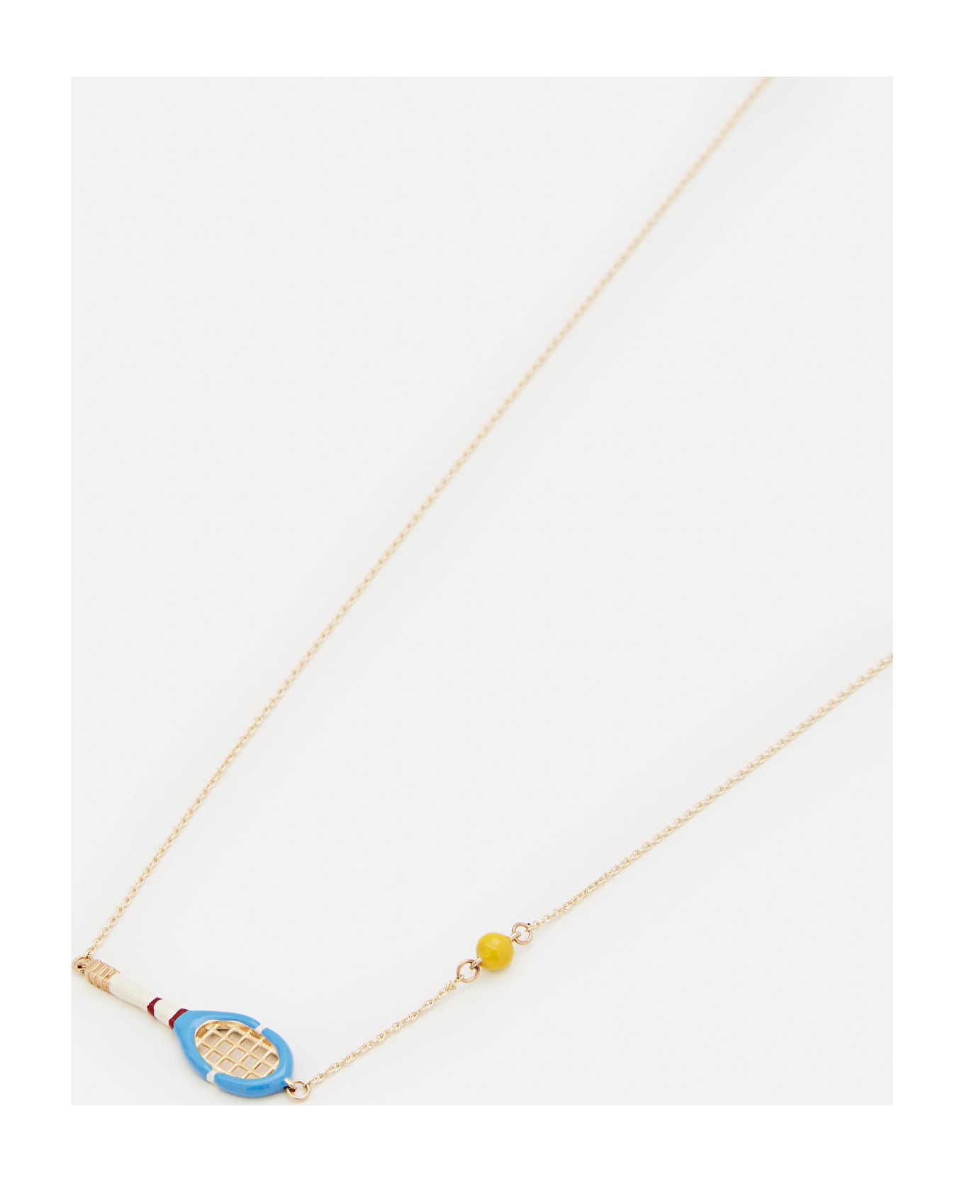 Aliita 9k Gold Tennis Pelota Polished Necklace - Clear Blue