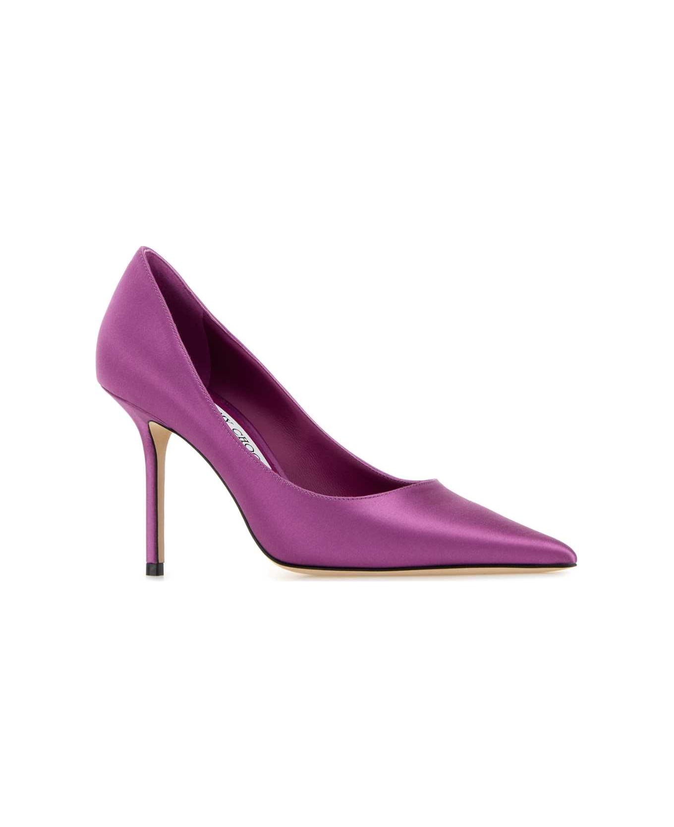 Jimmy Choo Purple Satin Love Pumps - VIOLETORCHID