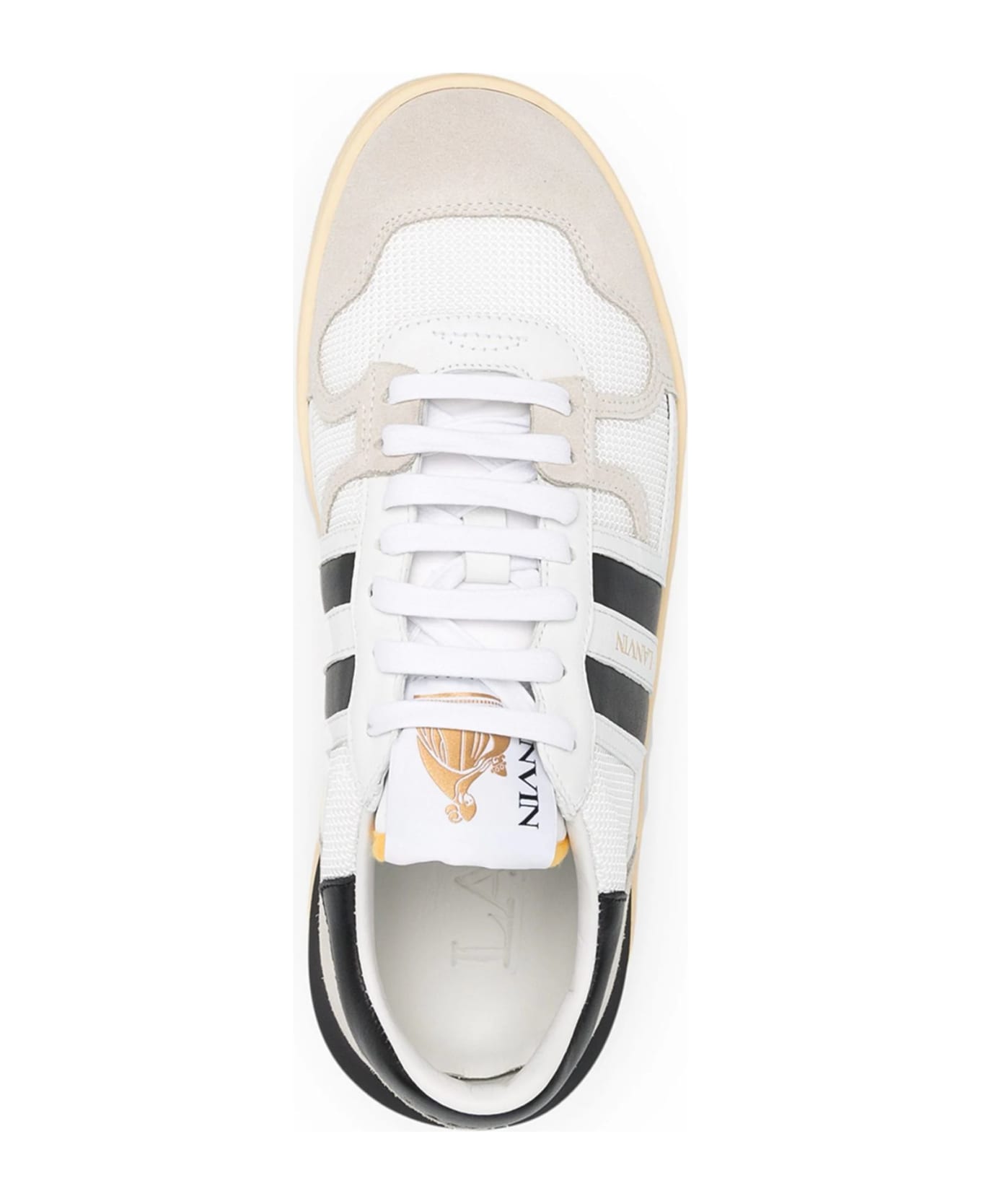 Lanvin White Leather And Mesh Clay Low Top Sneakers - White