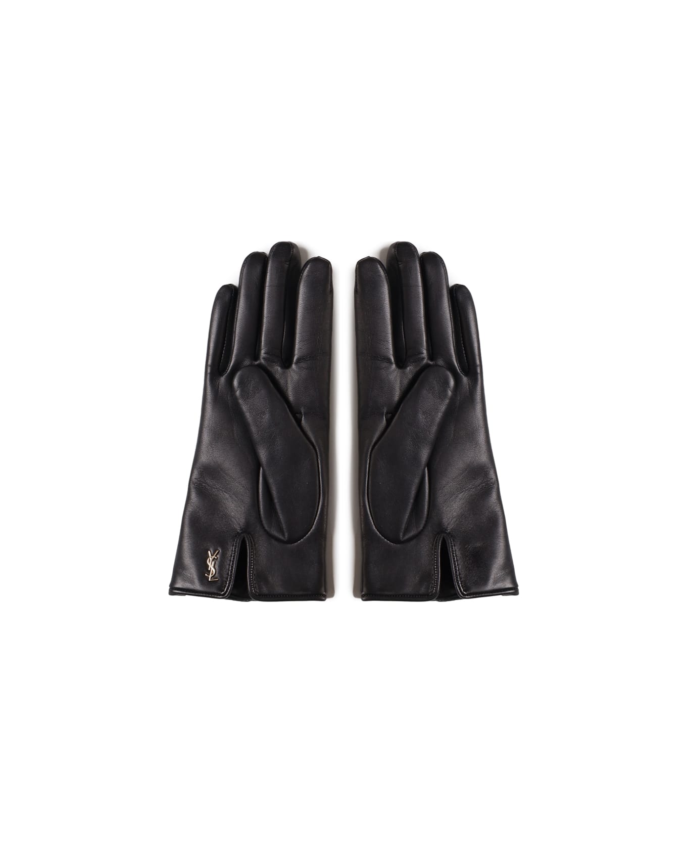 Saint Laurent Cassandre Leather Gloves - Black Gold